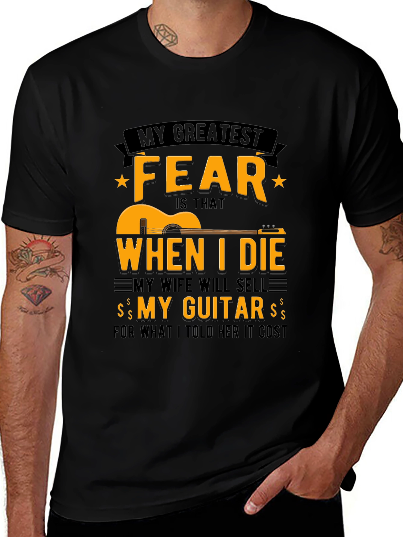 Variant 10 of Guitar Fear T-Shirt - Funny Musician Tee
