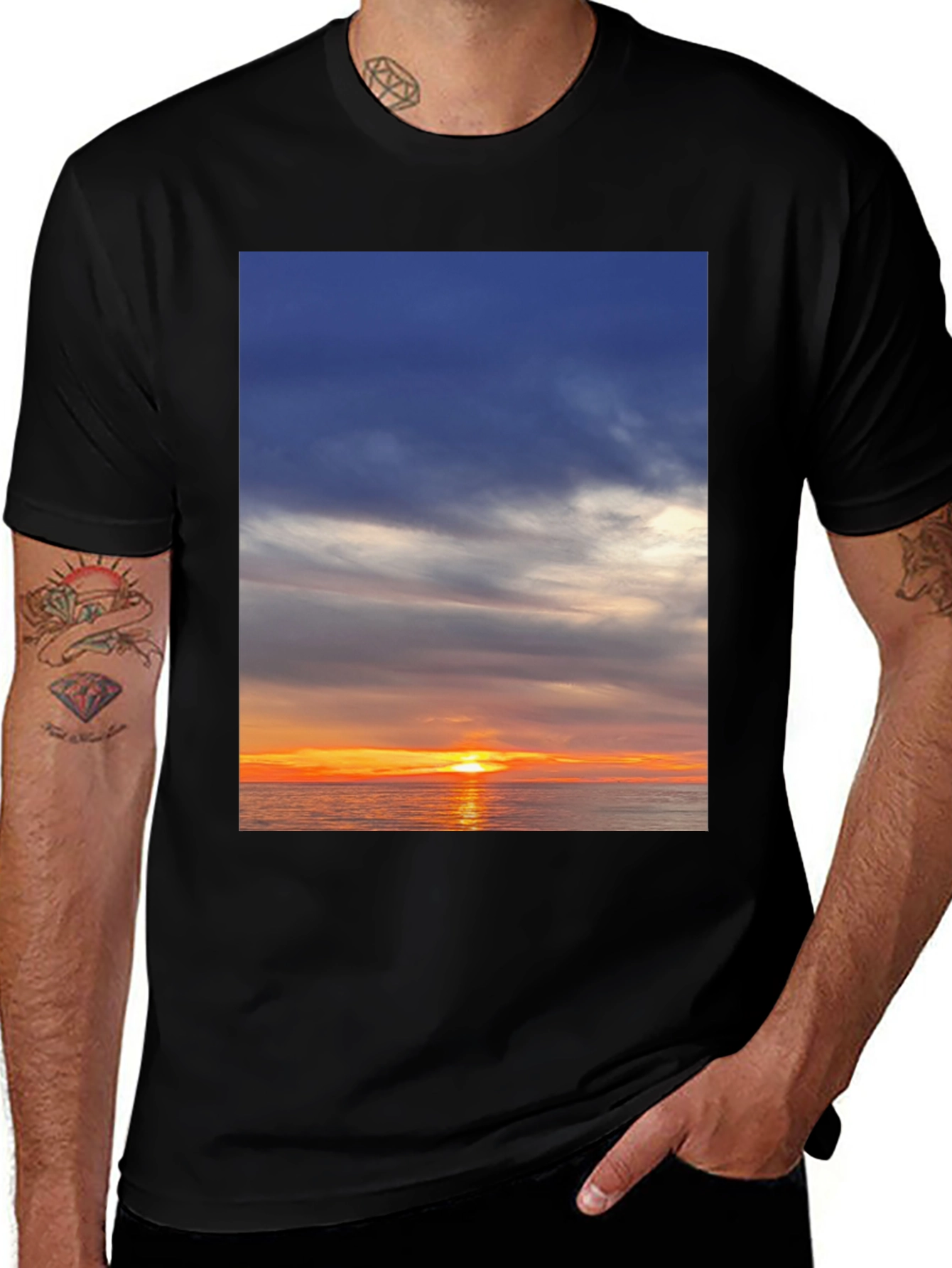 Variant 9 of Sunset Graphic Tee - Soft Black Cotton T-Shirt
