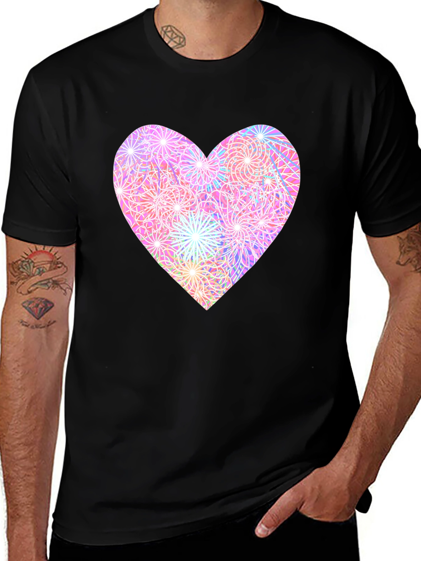 Variant 21 of Heart Graphic Black T-Shirt