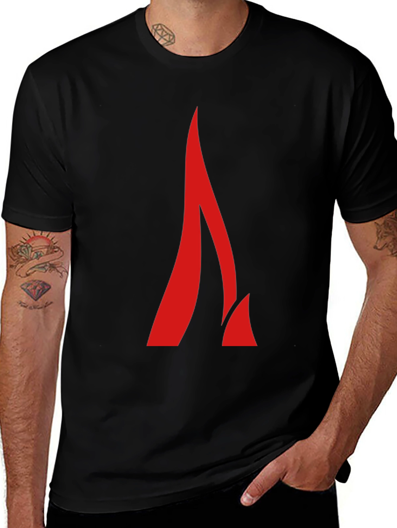 Variant 18 of Modern Red Flame Graphic Black T-Shirt