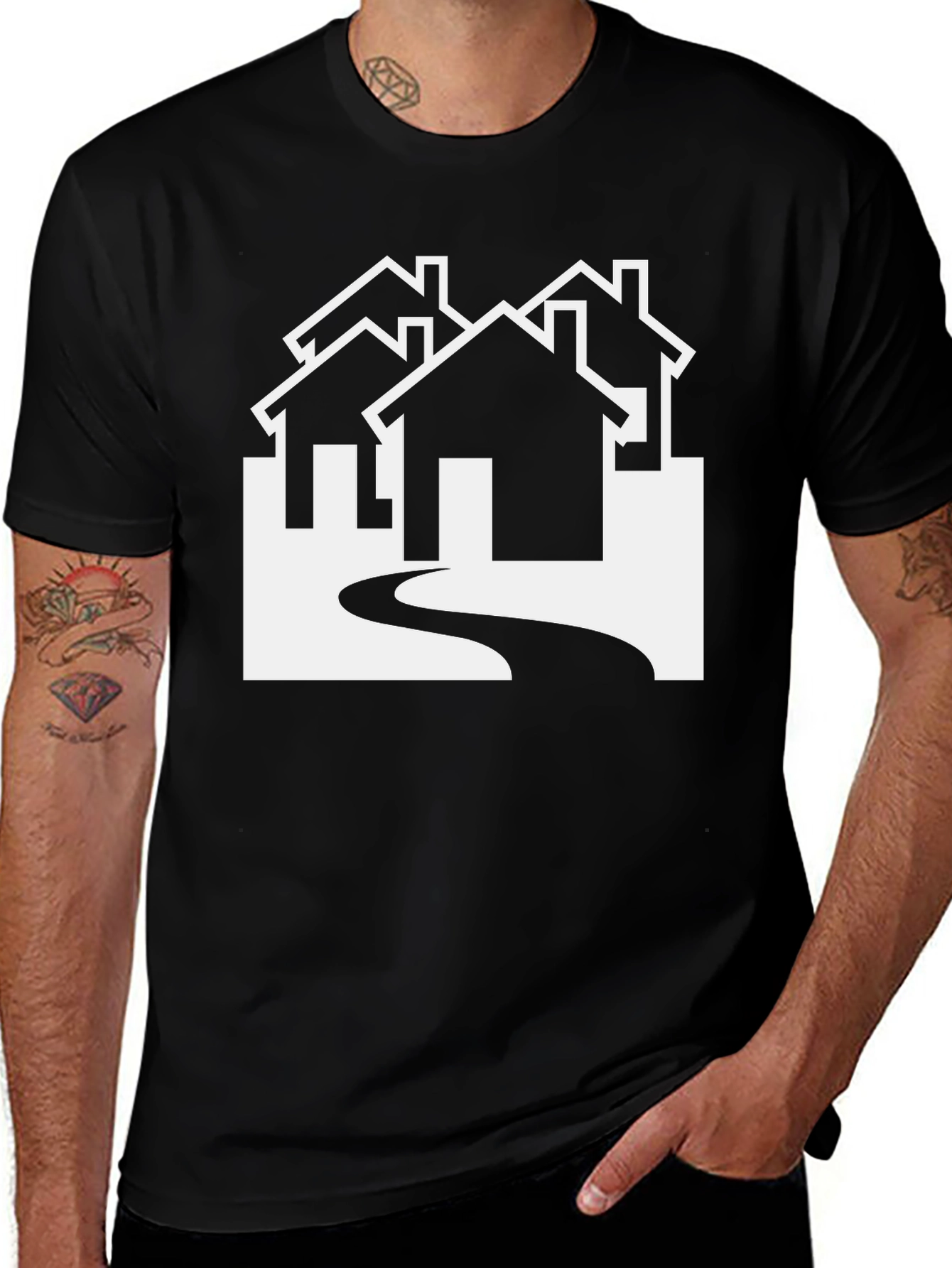 Black Modern Homes Graphic Tee - Black main image