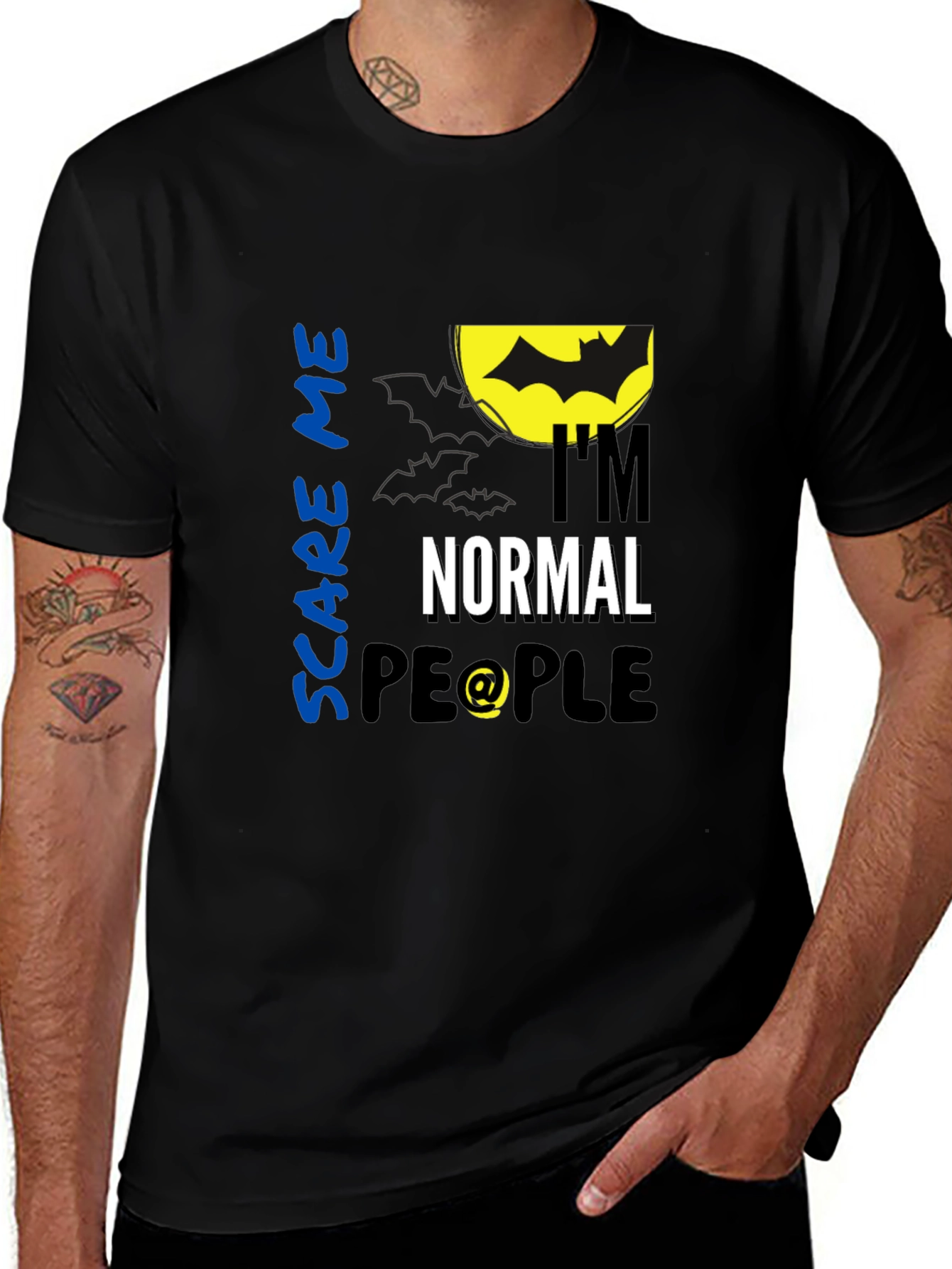 Scare Me I'm Normal People Black T-Shirt