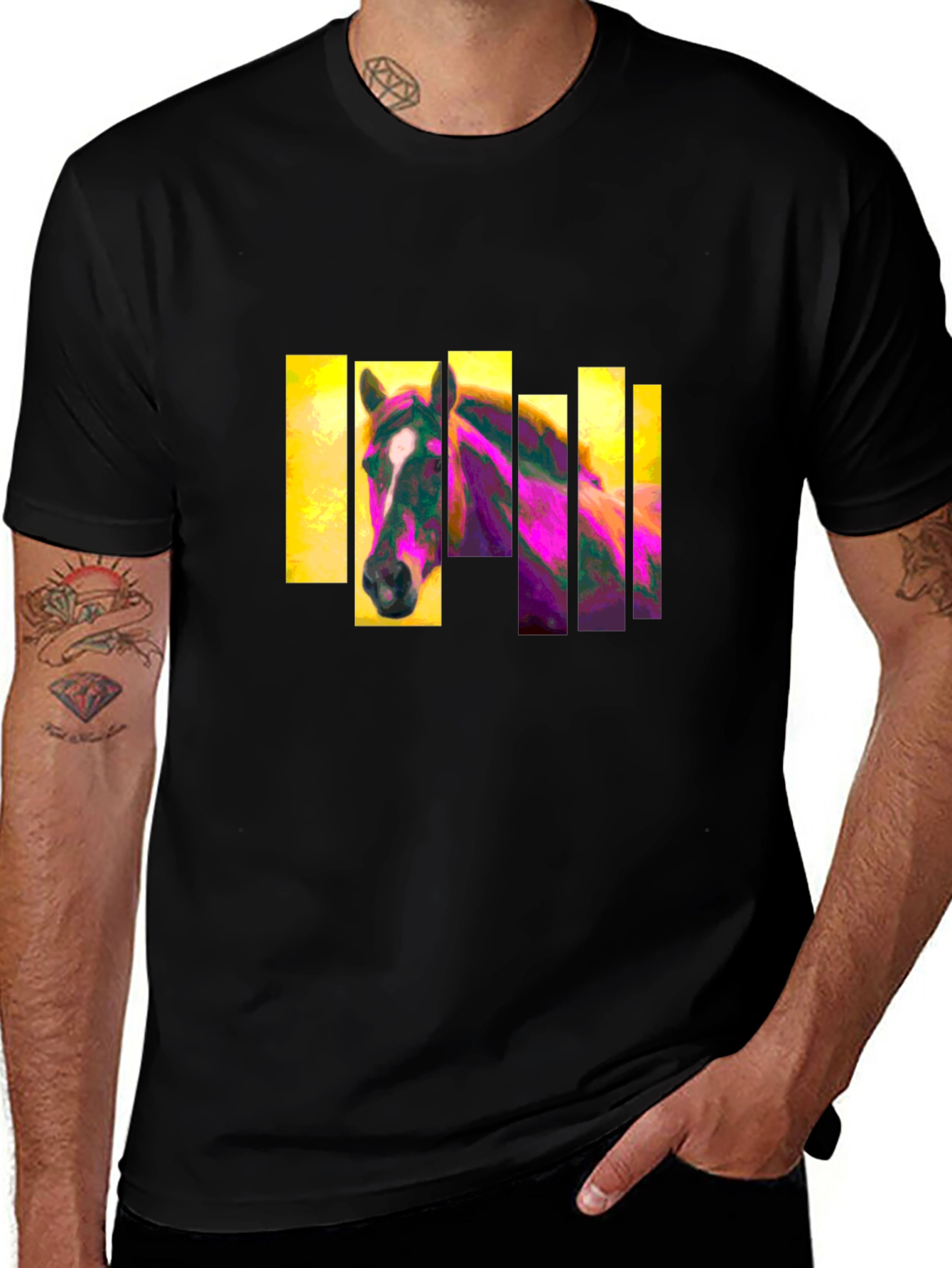 Variant 4 of Abstract Horse Graphic Tee - Unisex Black T-Shirt