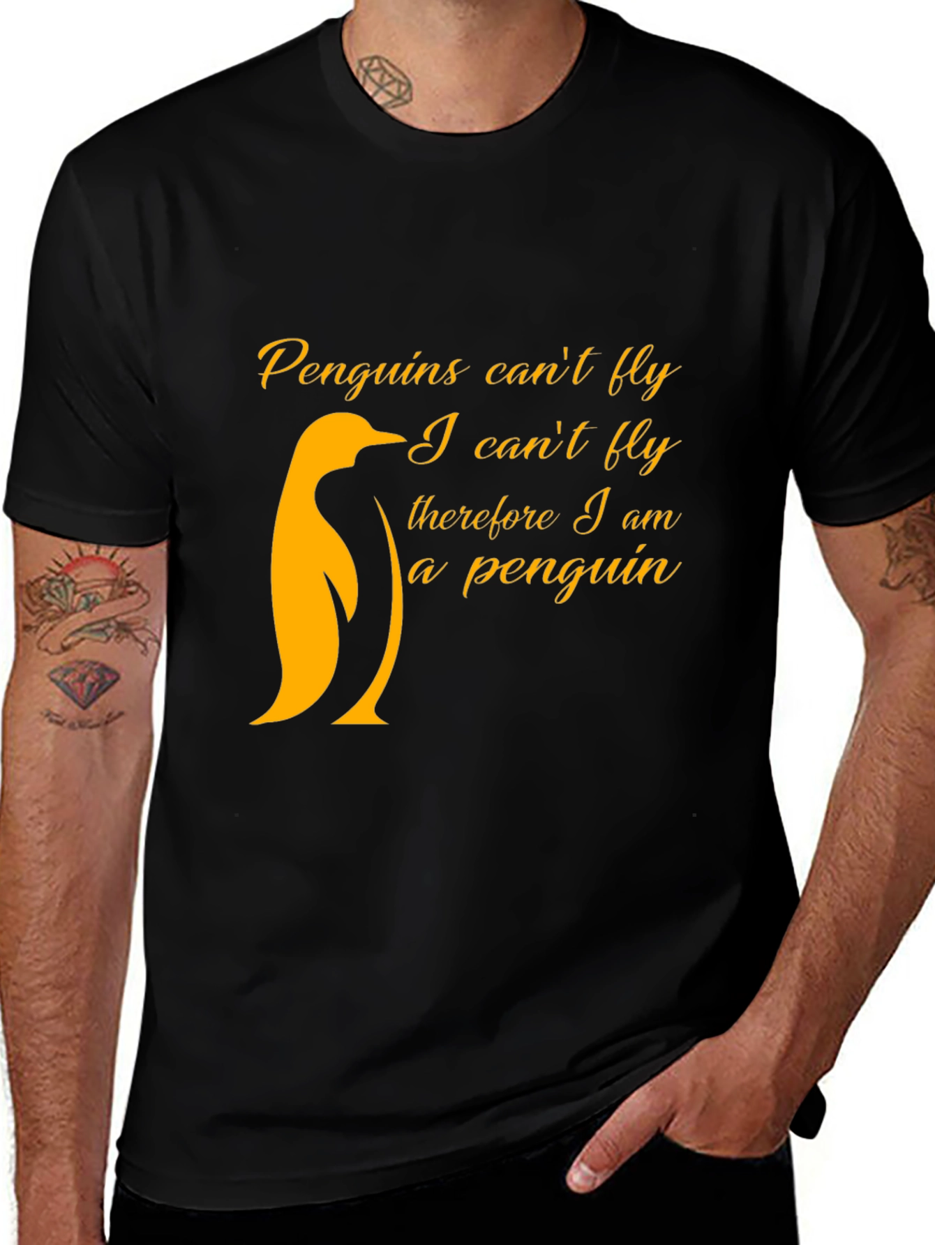 Variant 18 of Penguin Logic T-Shirt - I Can't Fly, Therefore I am a Penguin
