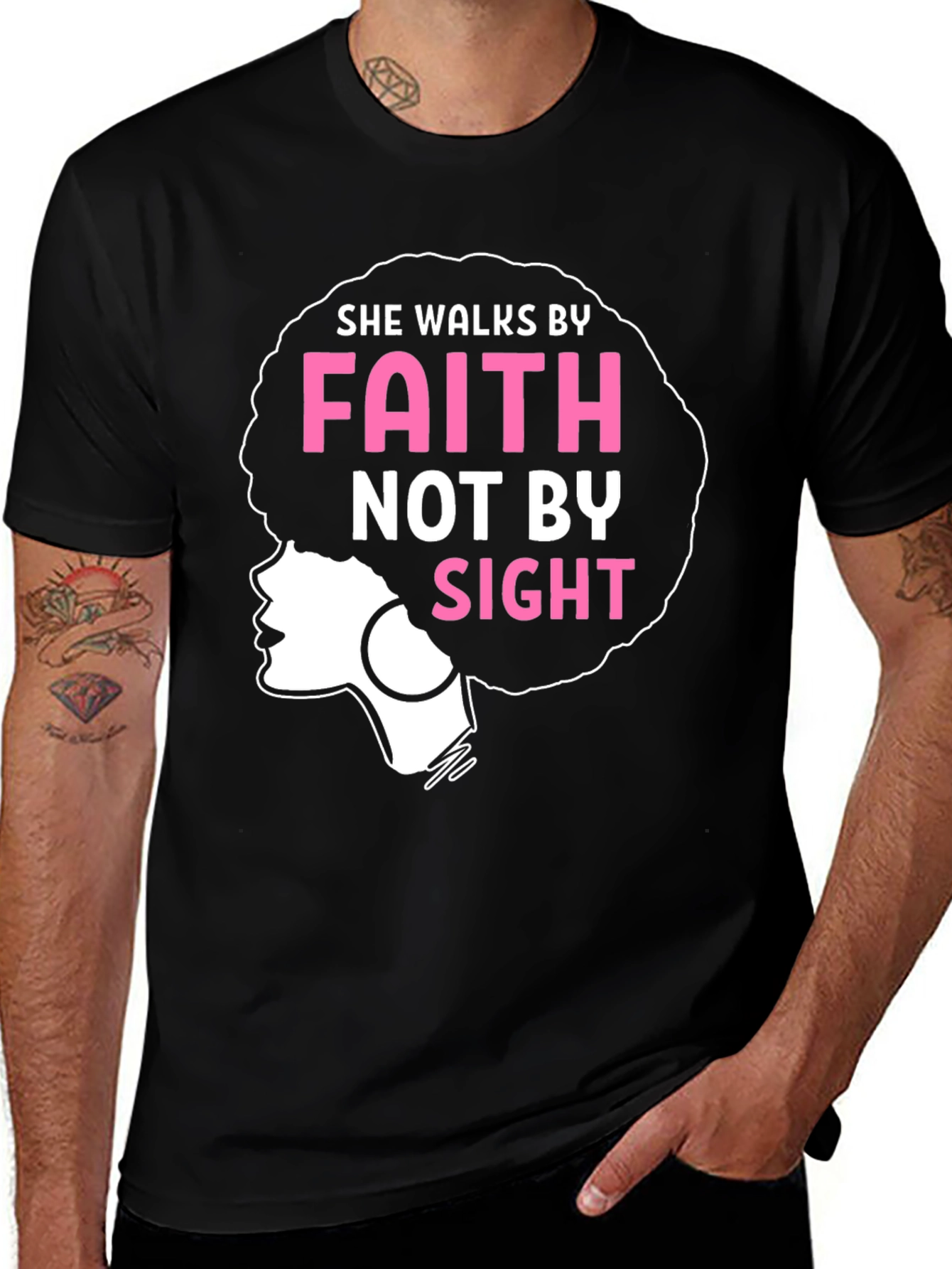 Variant 30 of Faith Afro Graphic Tee - Walk by Faith Shirt