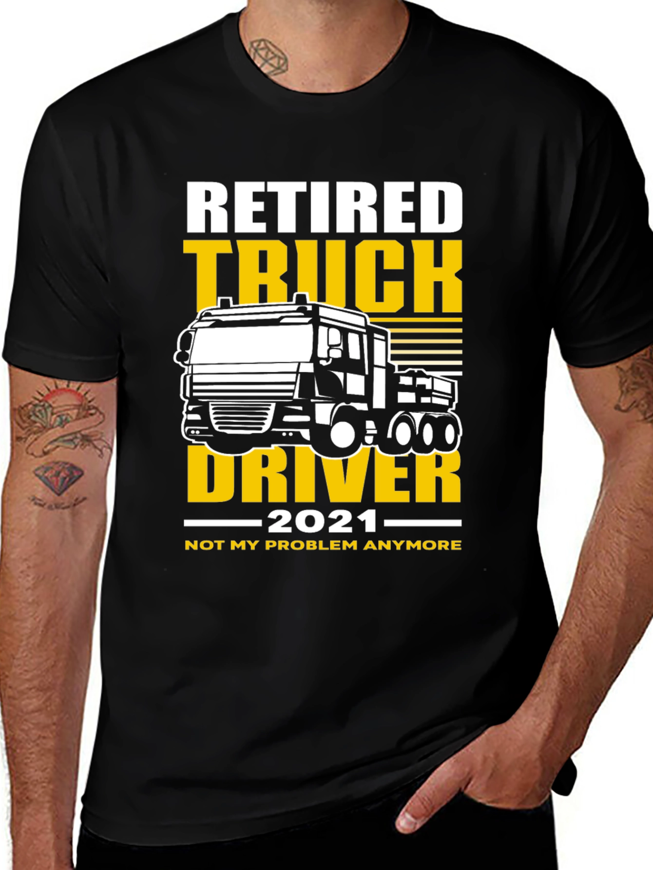 Black Retired Truck Driver 2021 T-Shirt main image