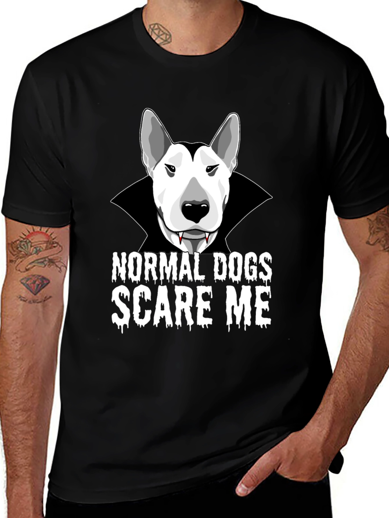 Variant 13 of Normal Dogs Scare Me - Vampire Dog Graphic Tee