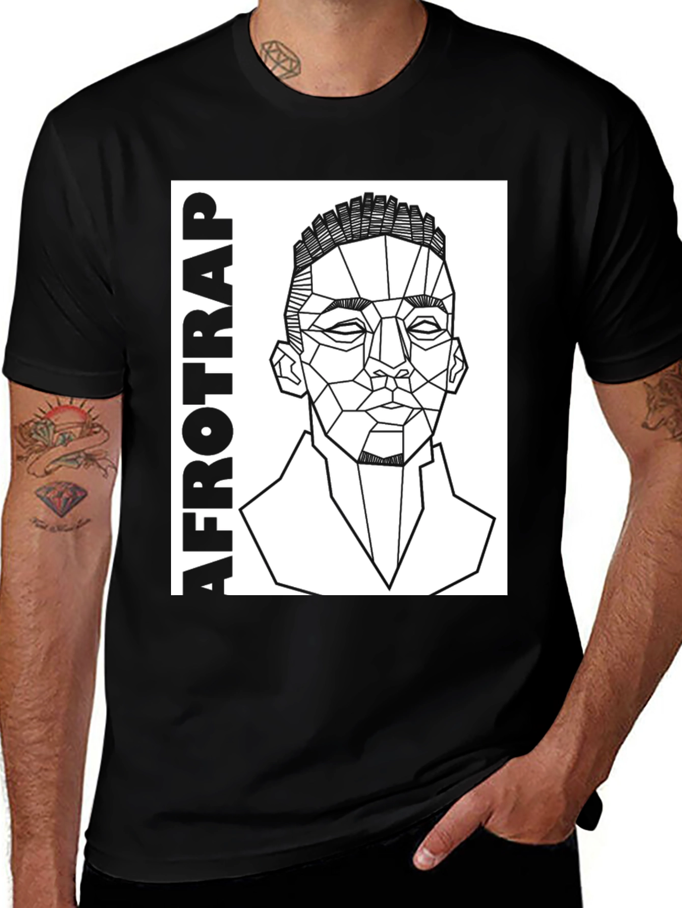 Variant 27 of Afrotrap Geometric Graphic Tee - Black