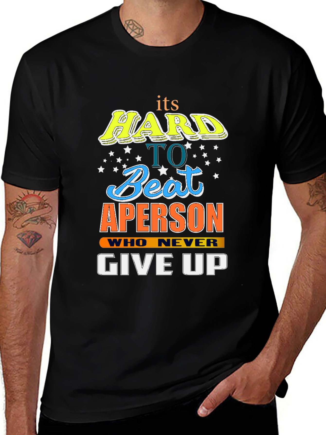 Variant 20 of Motivational Black T-Shirt: Hard to Beat