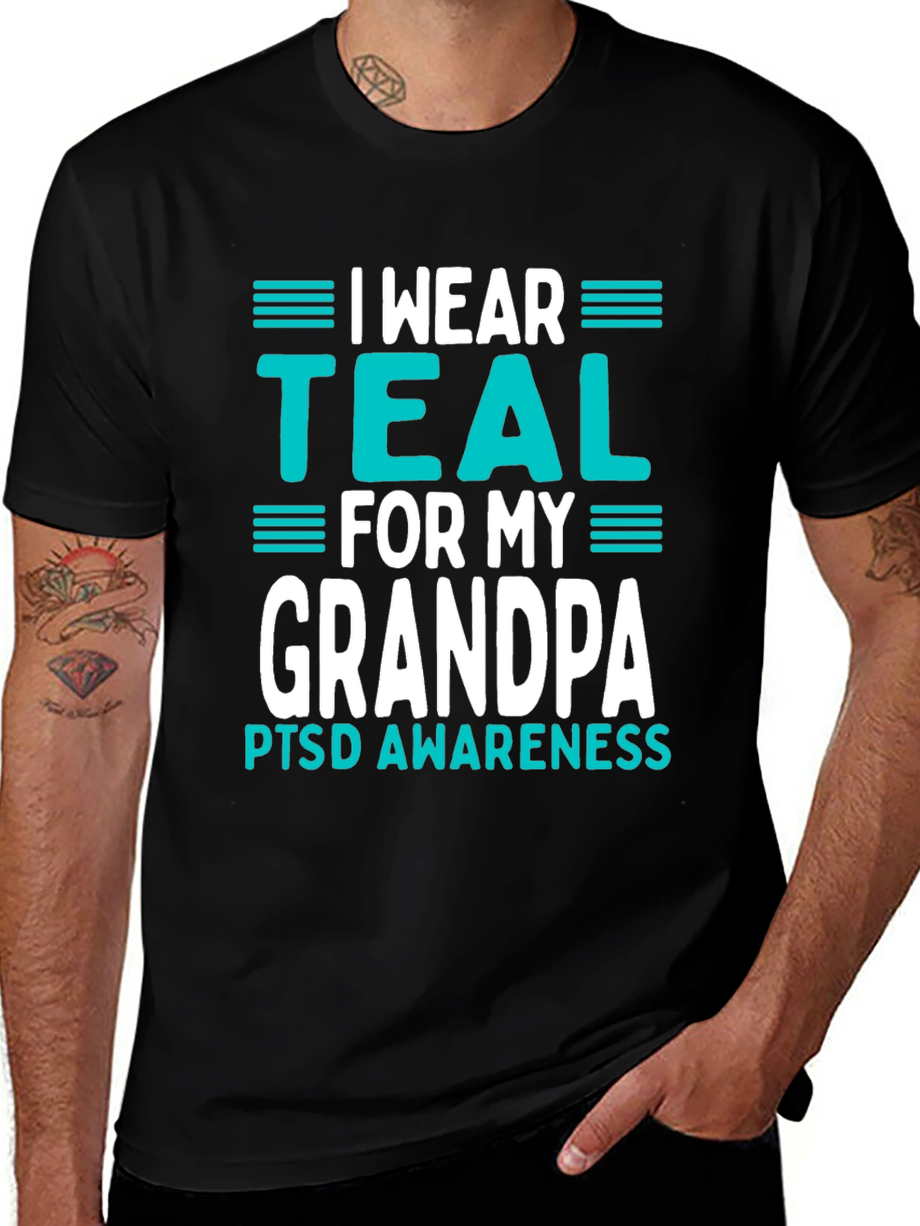 I Wear Teal For My Grandpa PTSD Awareness T-Shirt