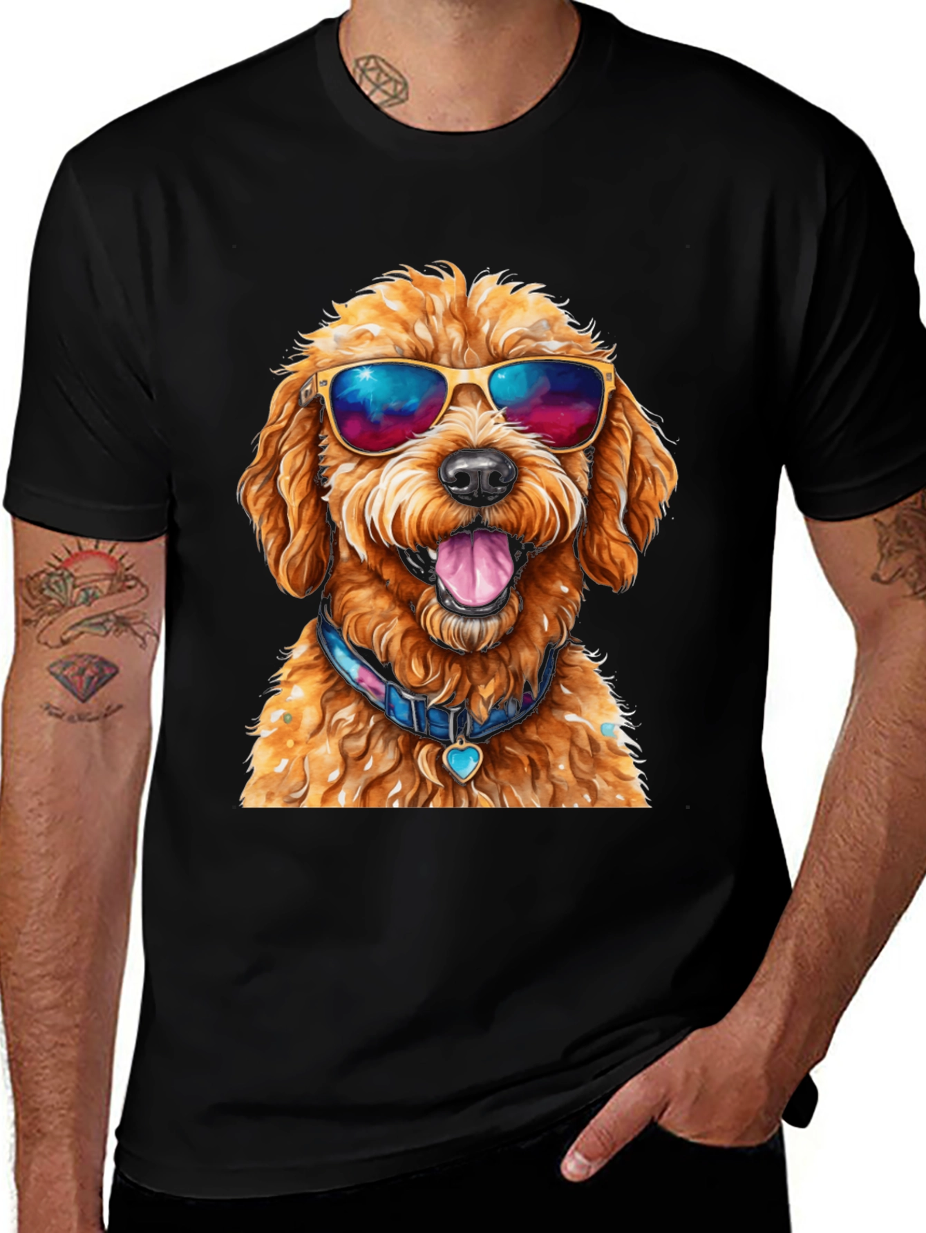 Variant 28 of Cool Dog T-Shirt - Doodle with Sunglasses