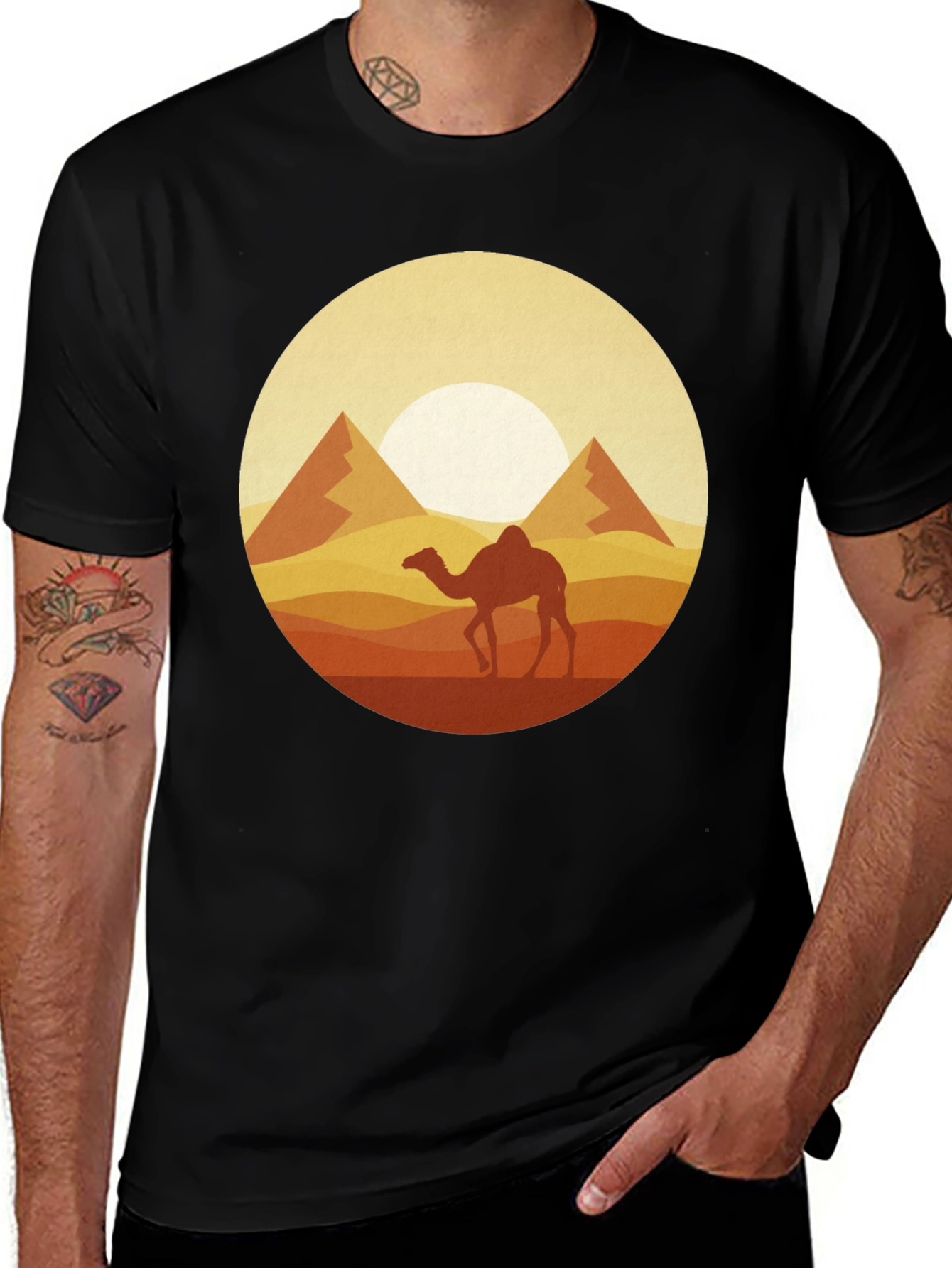 Desert Camel Graphic Tee - Unisex Black T-Shirt
