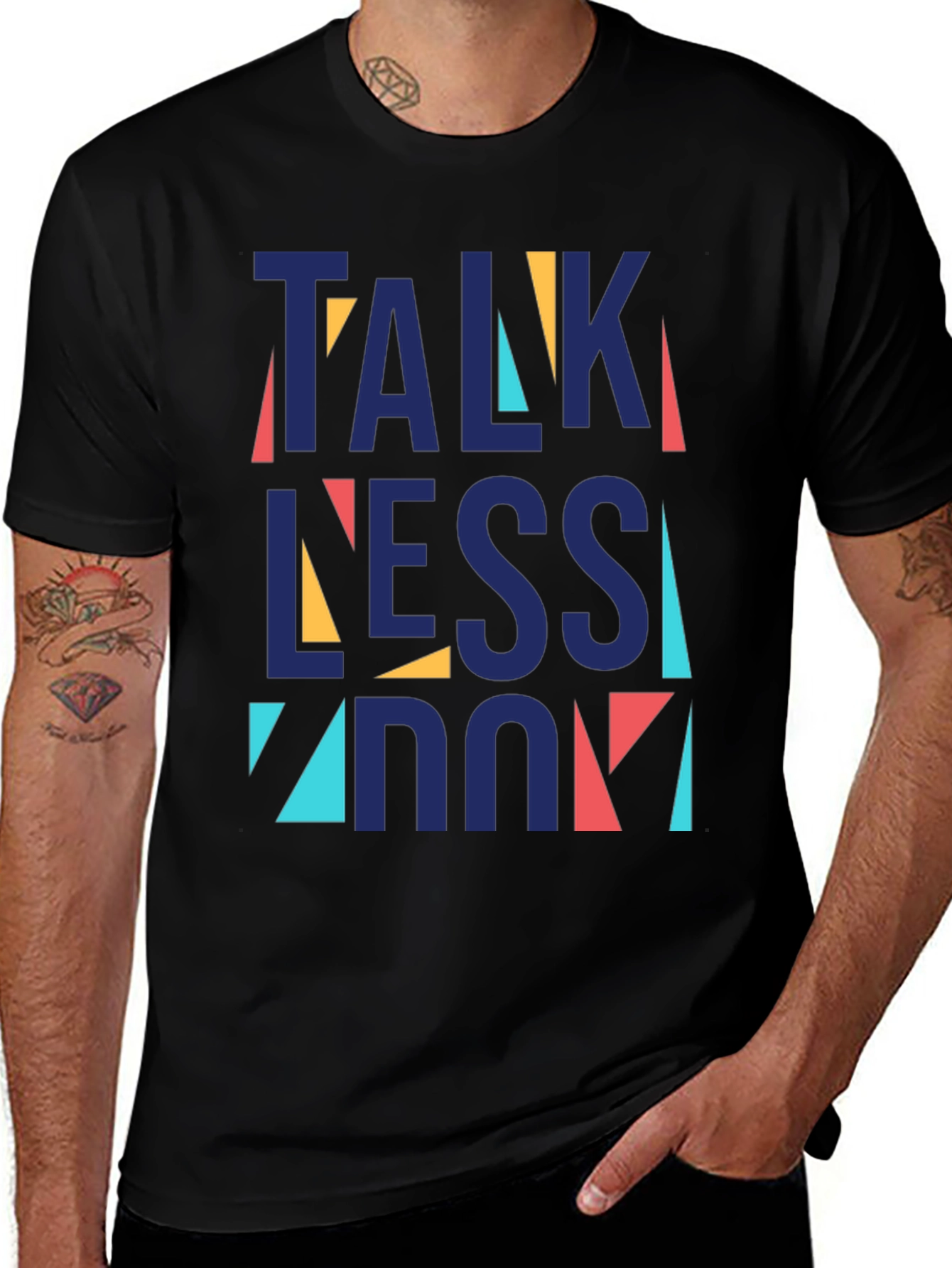 Variant 24 of Talk Less Do More Graphic Tee - Black Cotton Blend T-Shirt