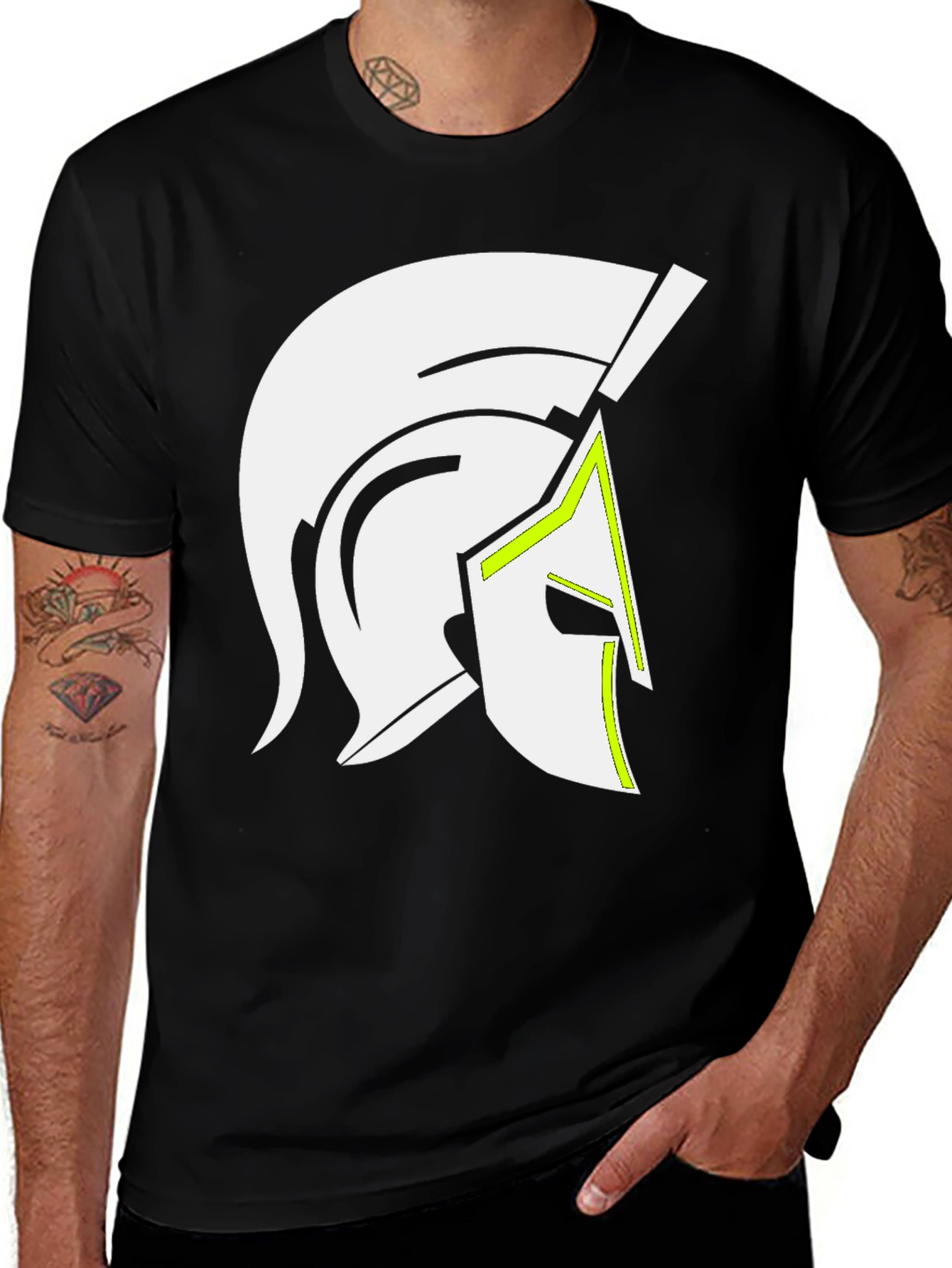 Variant 16 of Spartan Helmet Graphic Tee - Black Cotton Blend