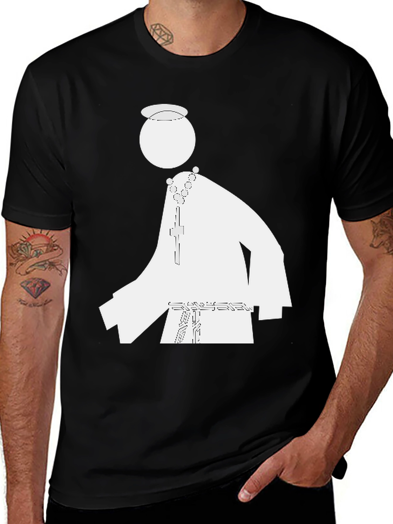Variant 14 of Priest Graphic Tee - Black Cotton Blend