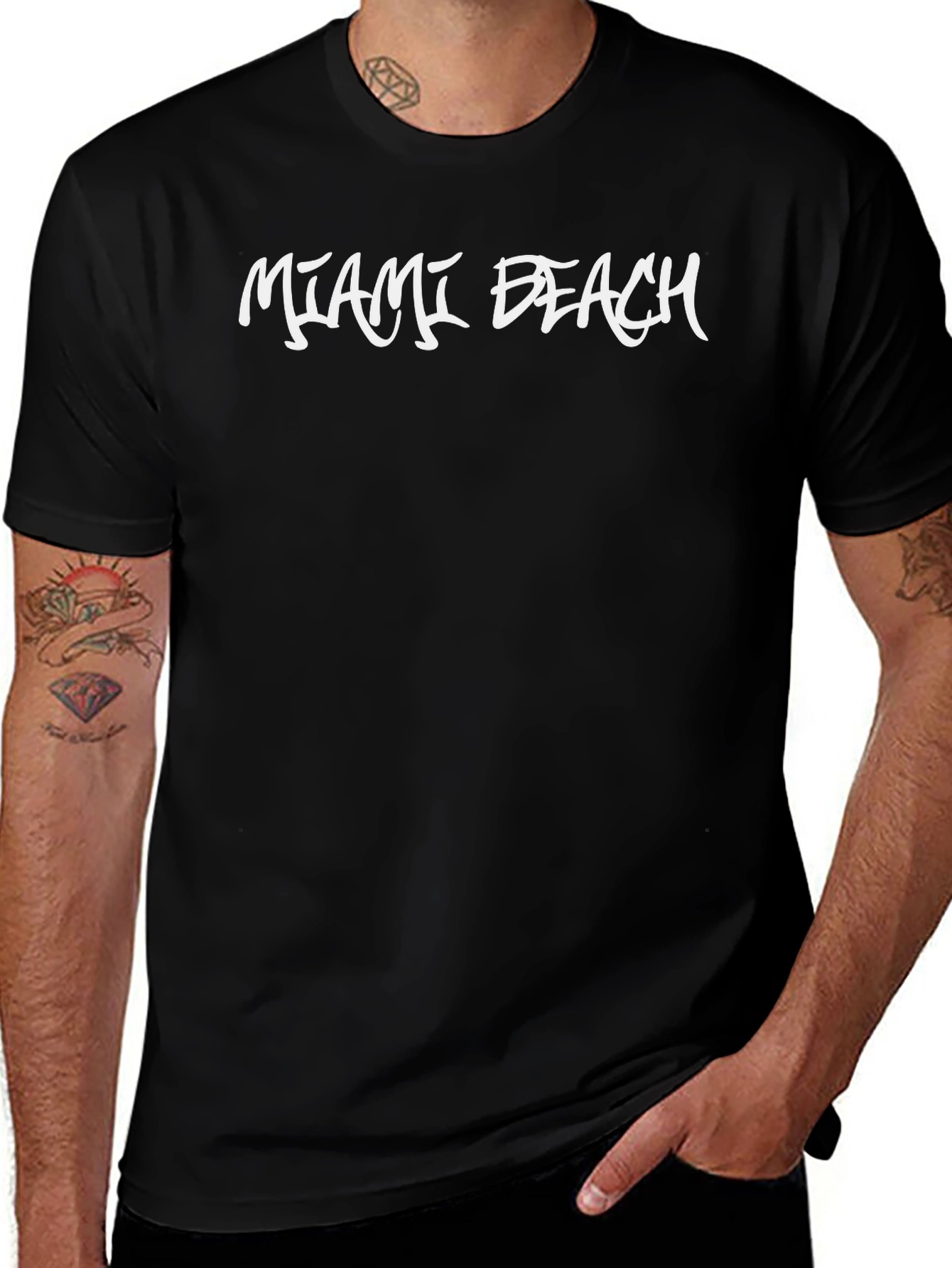 Miami Beach Graphic Black T-Shirt