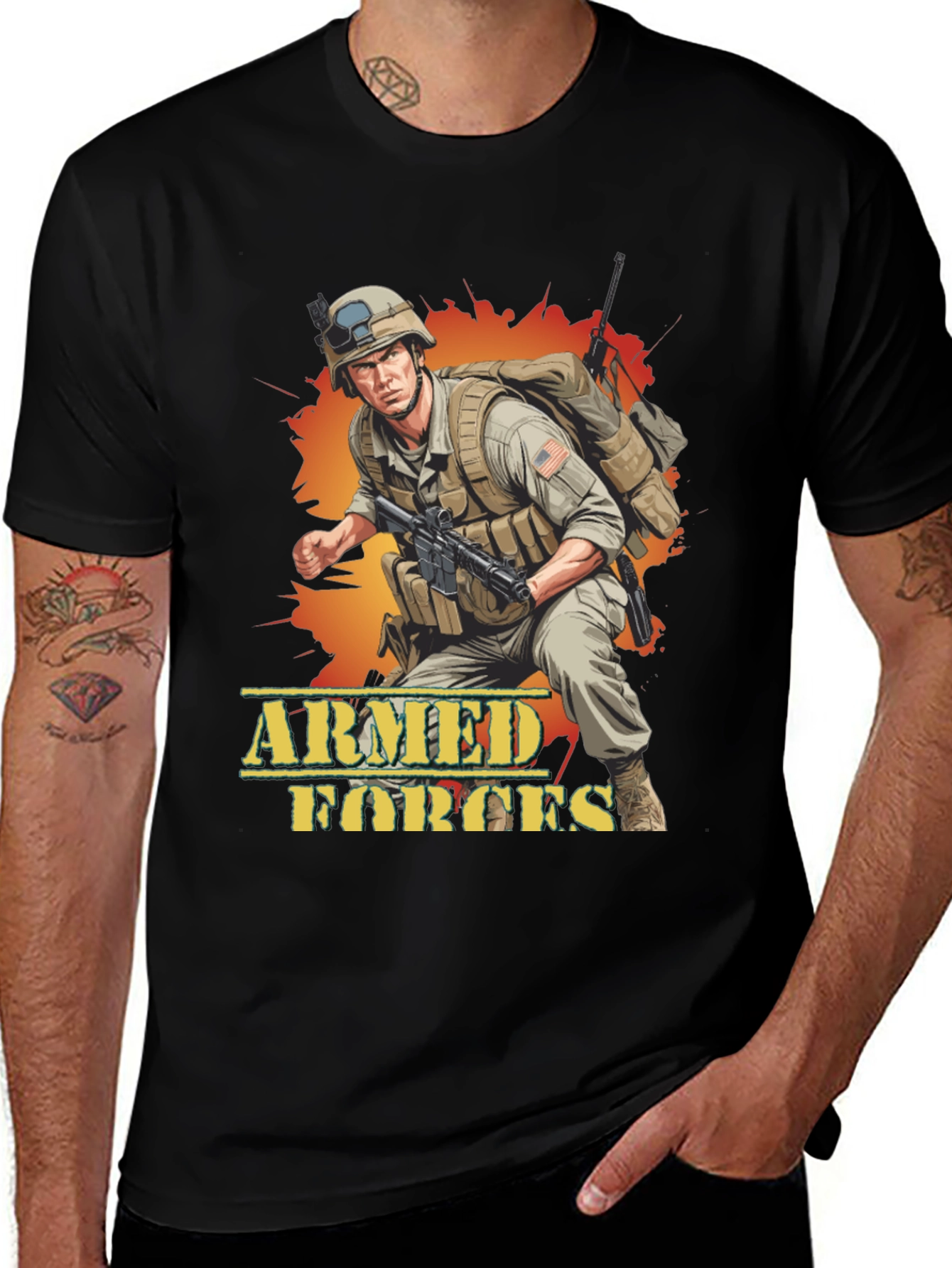Variant 12 of Armed Forces Graphic Tee - Military Soldier Design