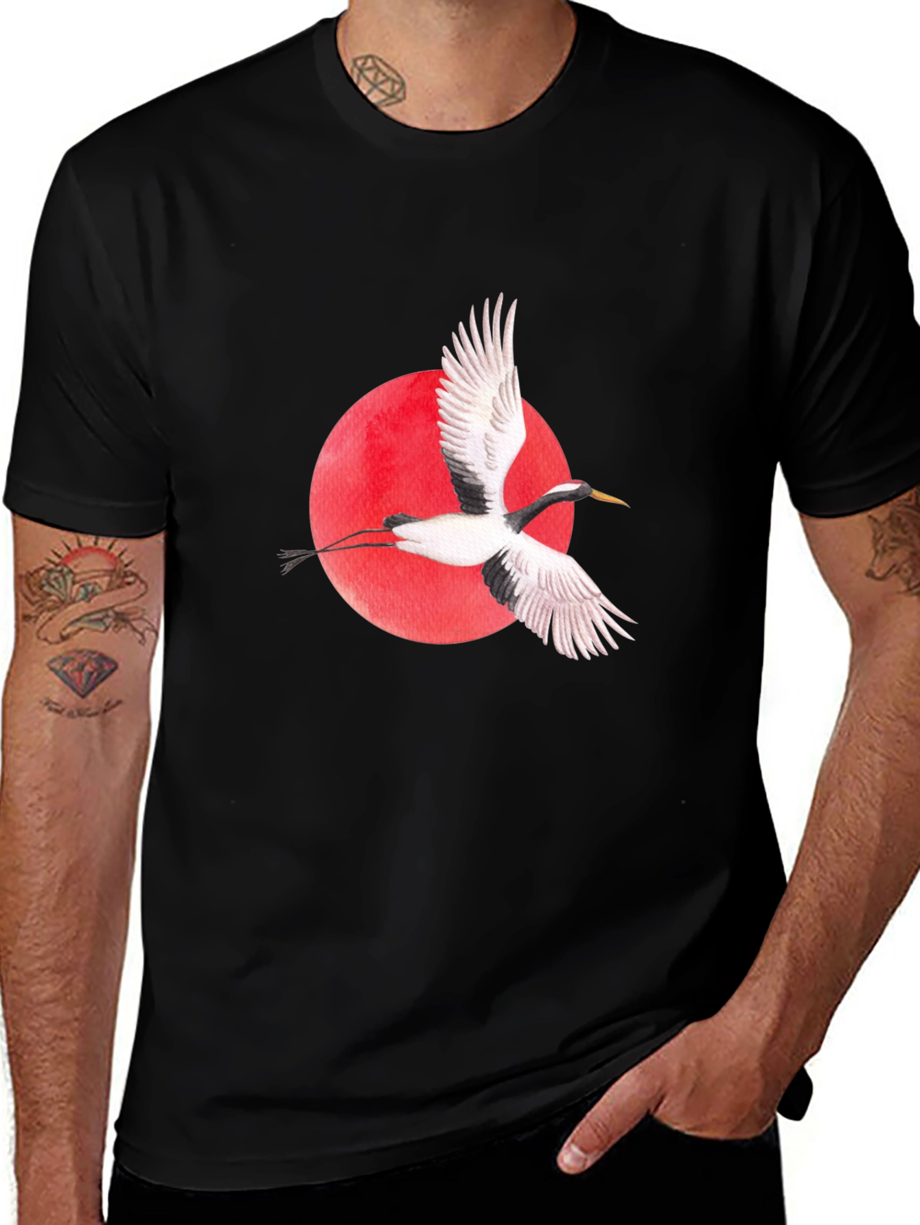 Variant 19 of Crane & Red Sun Black T-Shirt