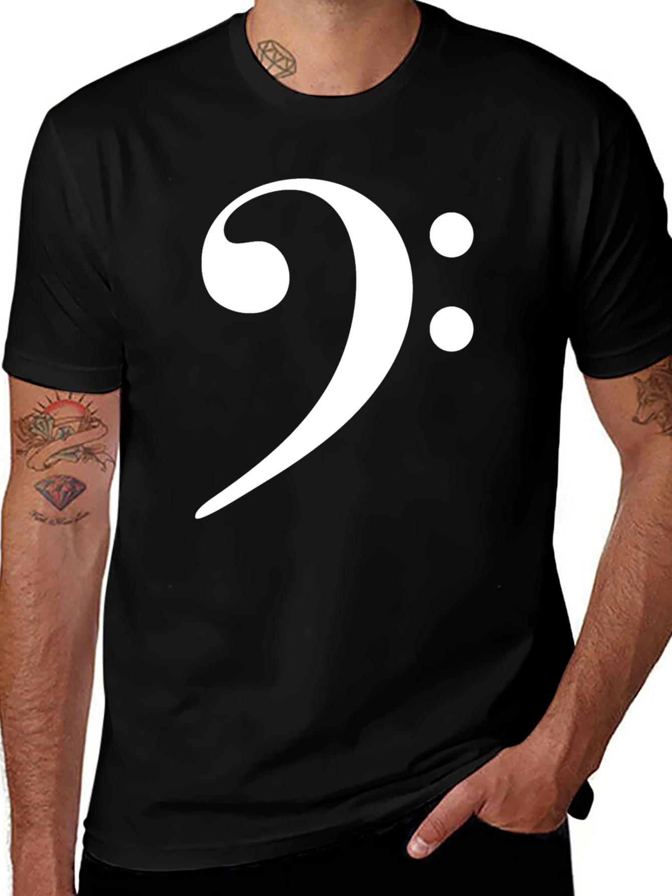 Variant 16 of Bass Clef Black T-Shirt Music Lover Tee