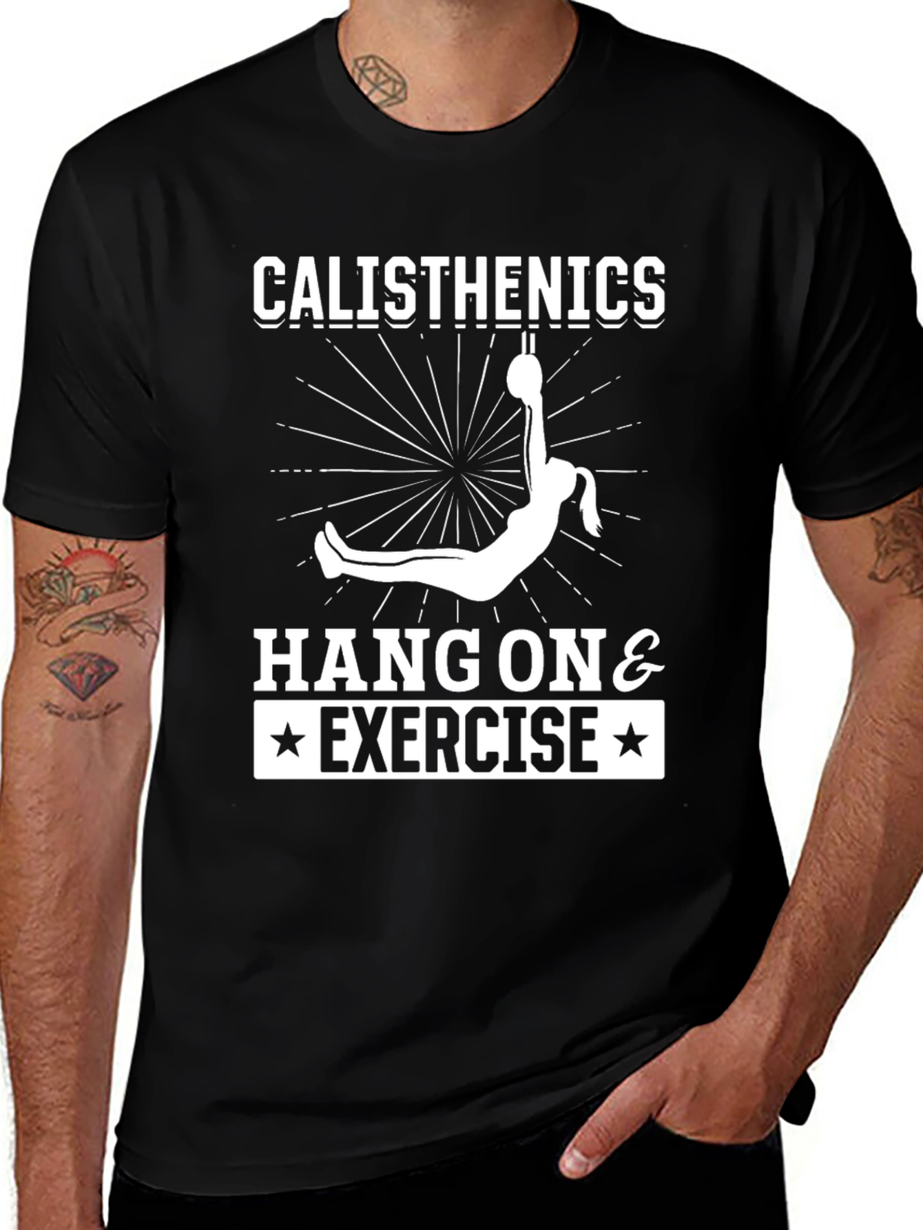 Variant 22 of Calisthenics Workout T-Shirt Hang On & Exercise Graphic Tee