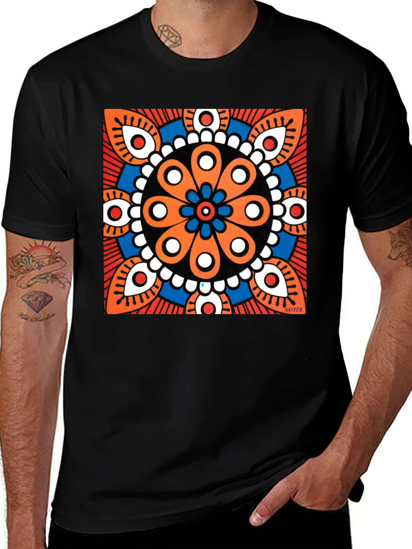 Variant 10 of Geometric Mandala T-Shirt - Artistic Black Tee