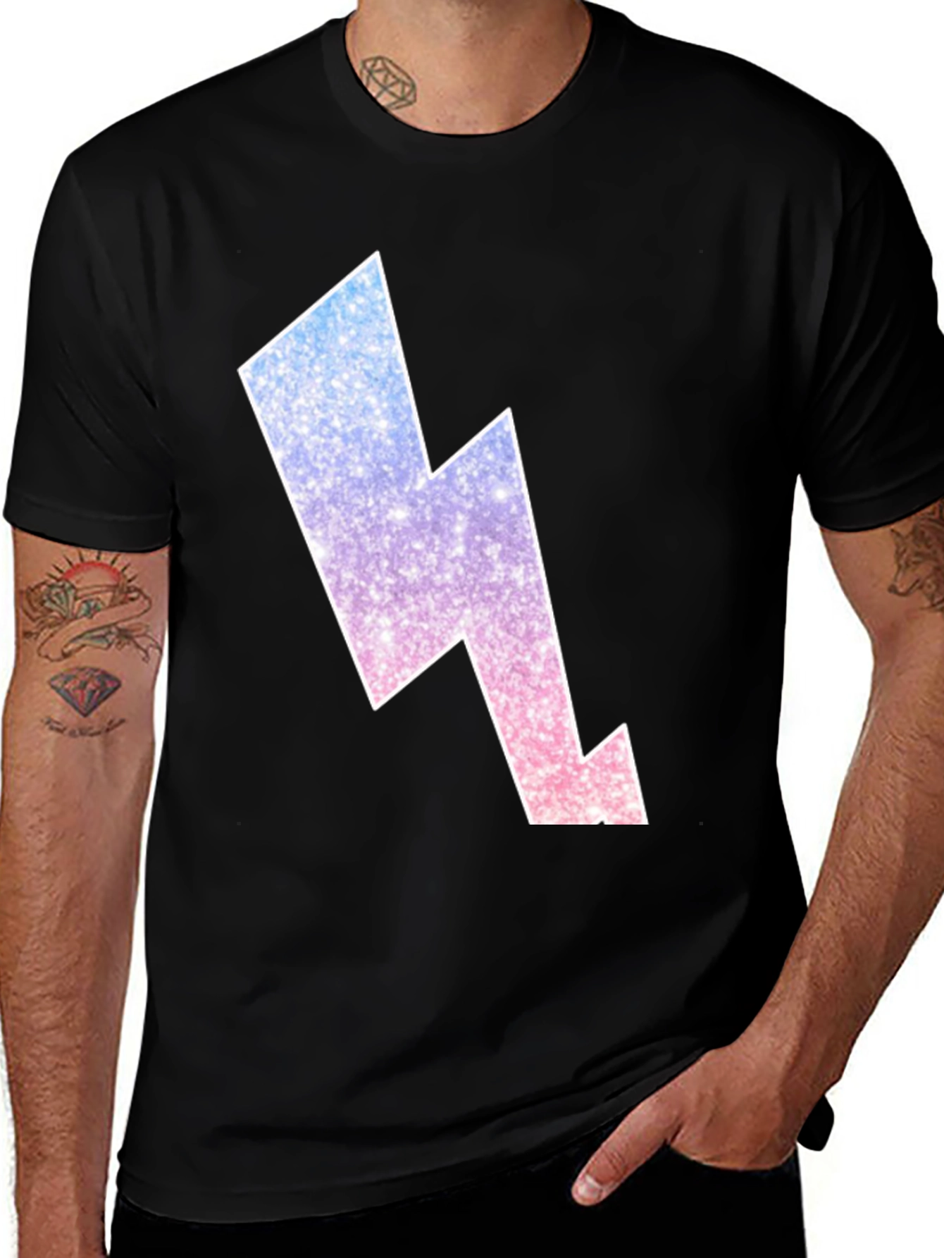 Lightning Bolt Graphic Tee - Black