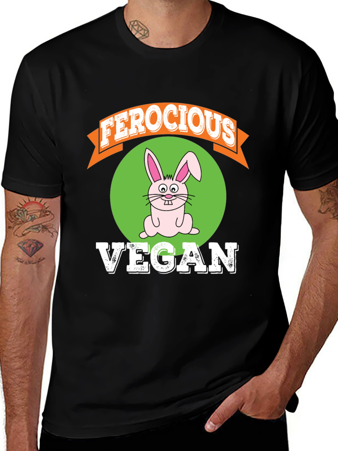 Variant 18 of Ferocious Vegan Rabbit Graphic Tee