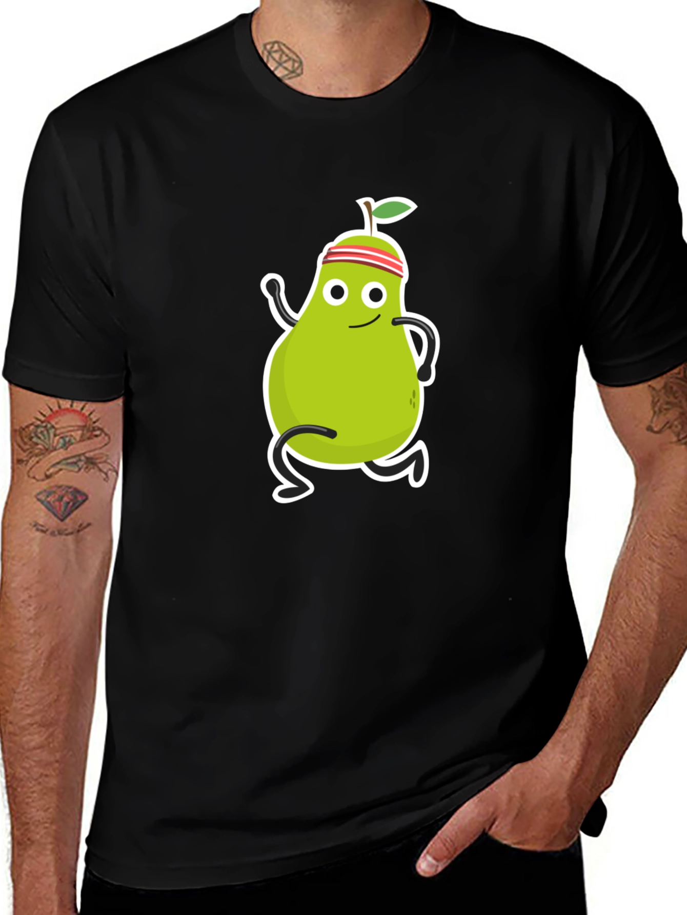 Variant 17 of Funny Running Pear Cartoon Graphic Tee