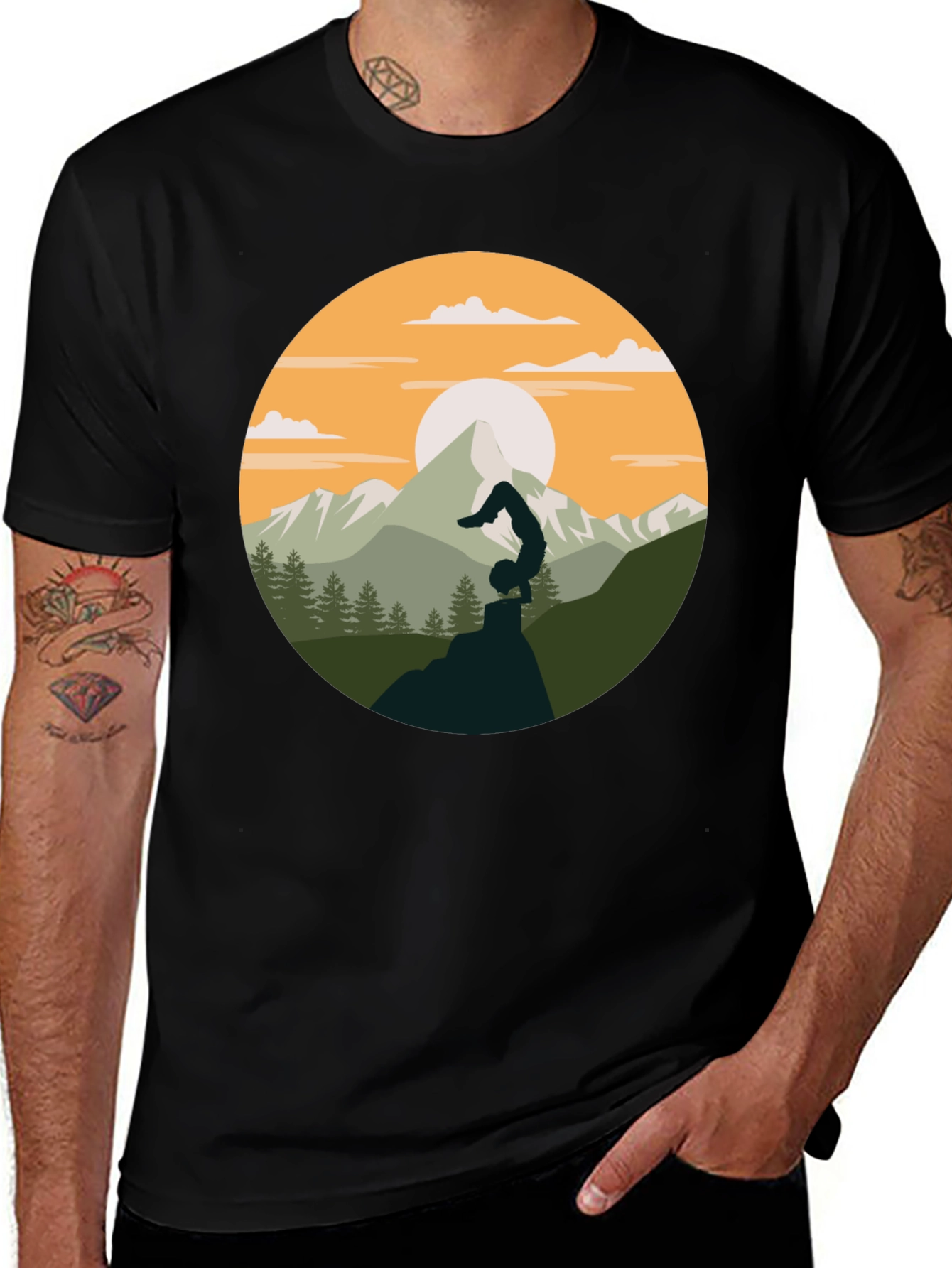 Variant 9 of Yoga Mountain Graphic Tee - Black