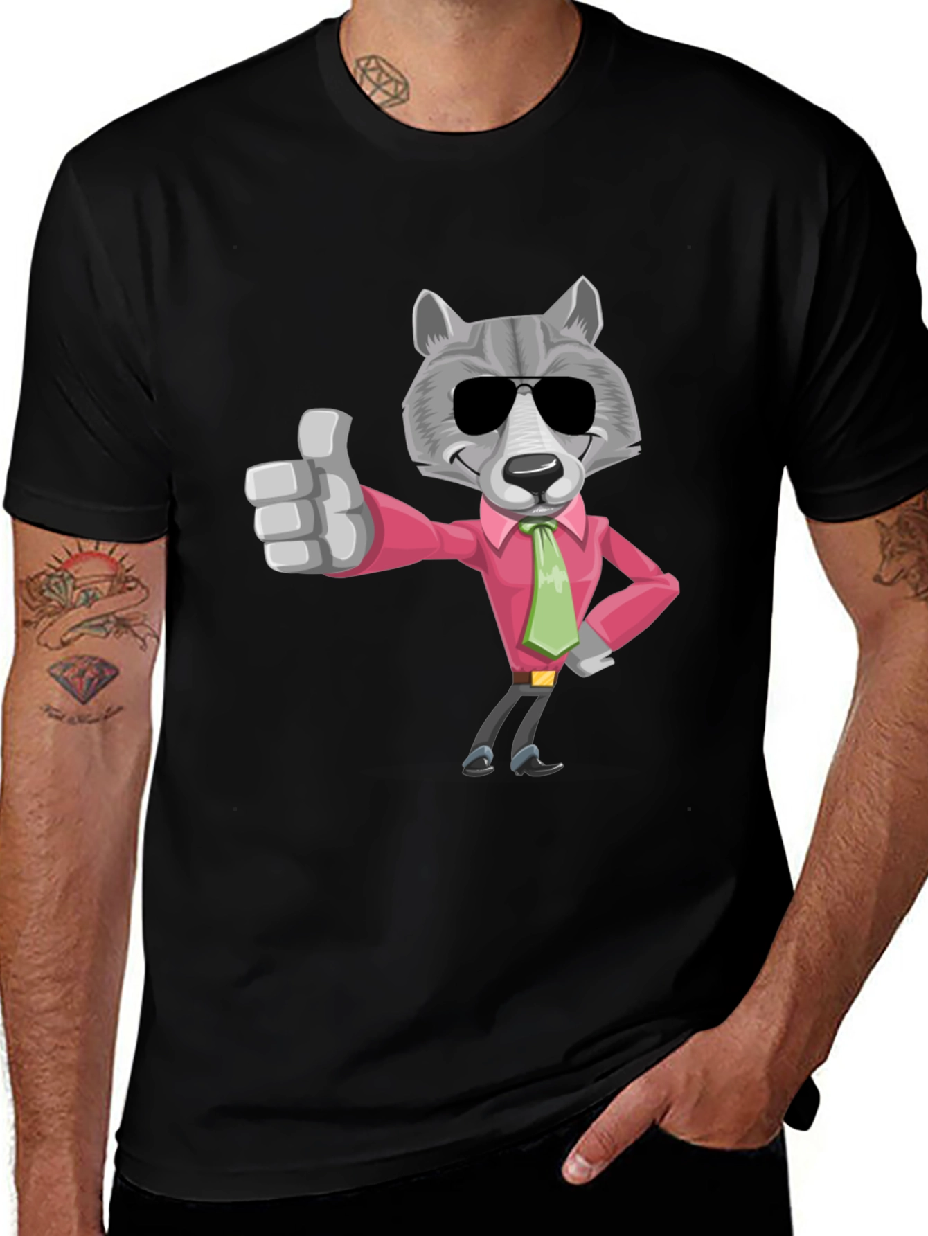 Variant 15 of Cool Wolf Graphic Tee - Black Cotton T-Shirt