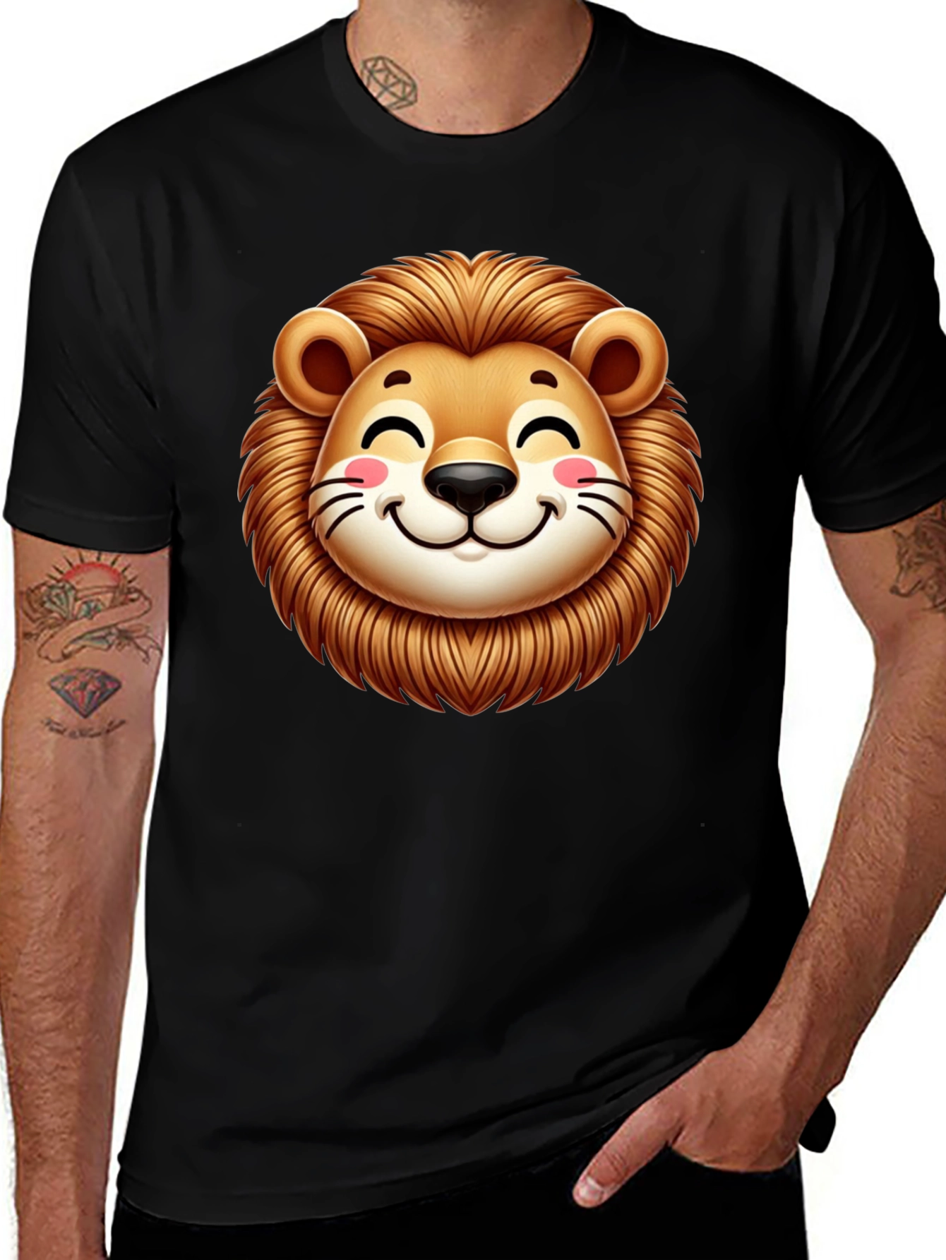 Variant 25 of Cute Lion Graphic Black T-Shirt