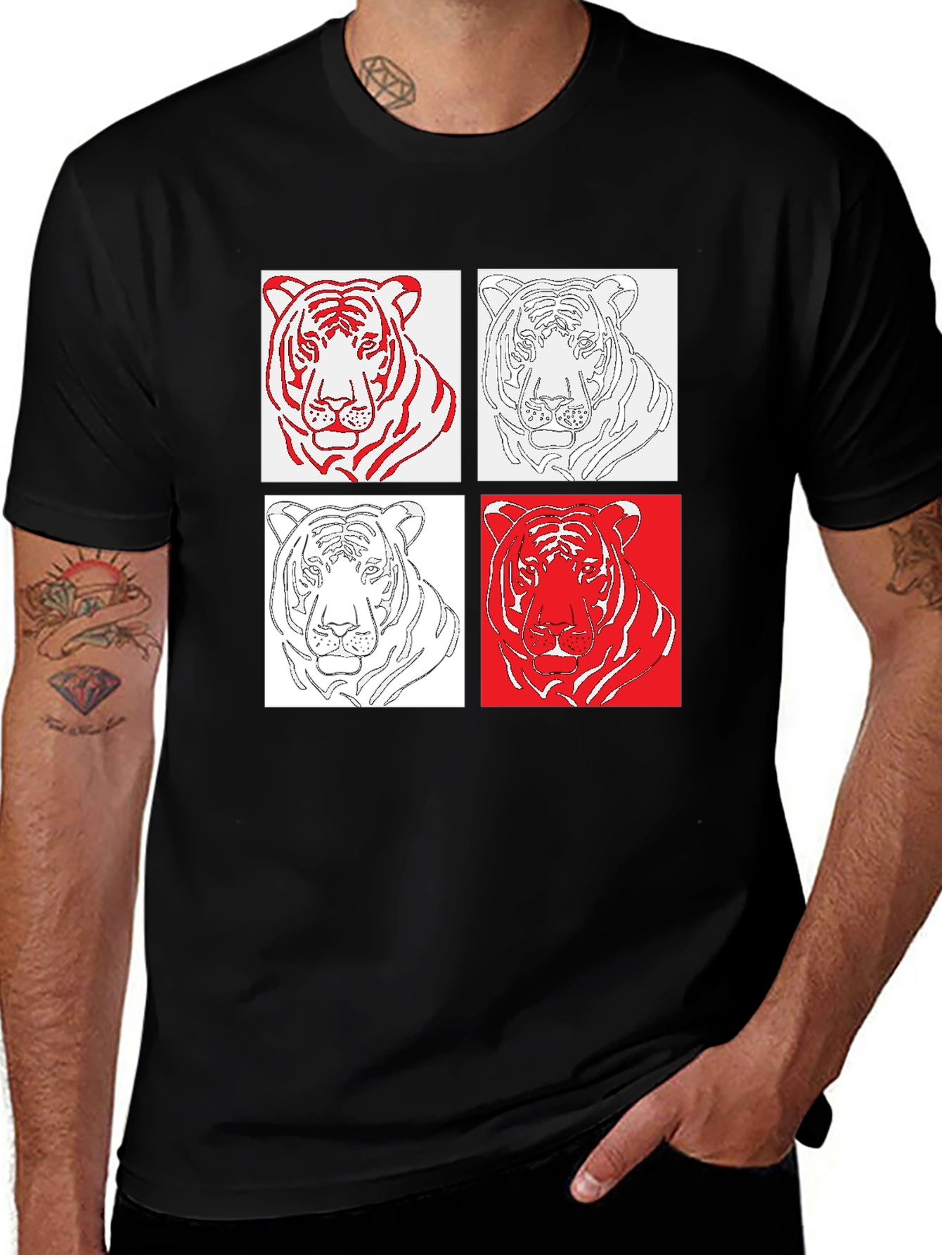 Variant 20 of Tiger Art Graphic Black T-Shirt