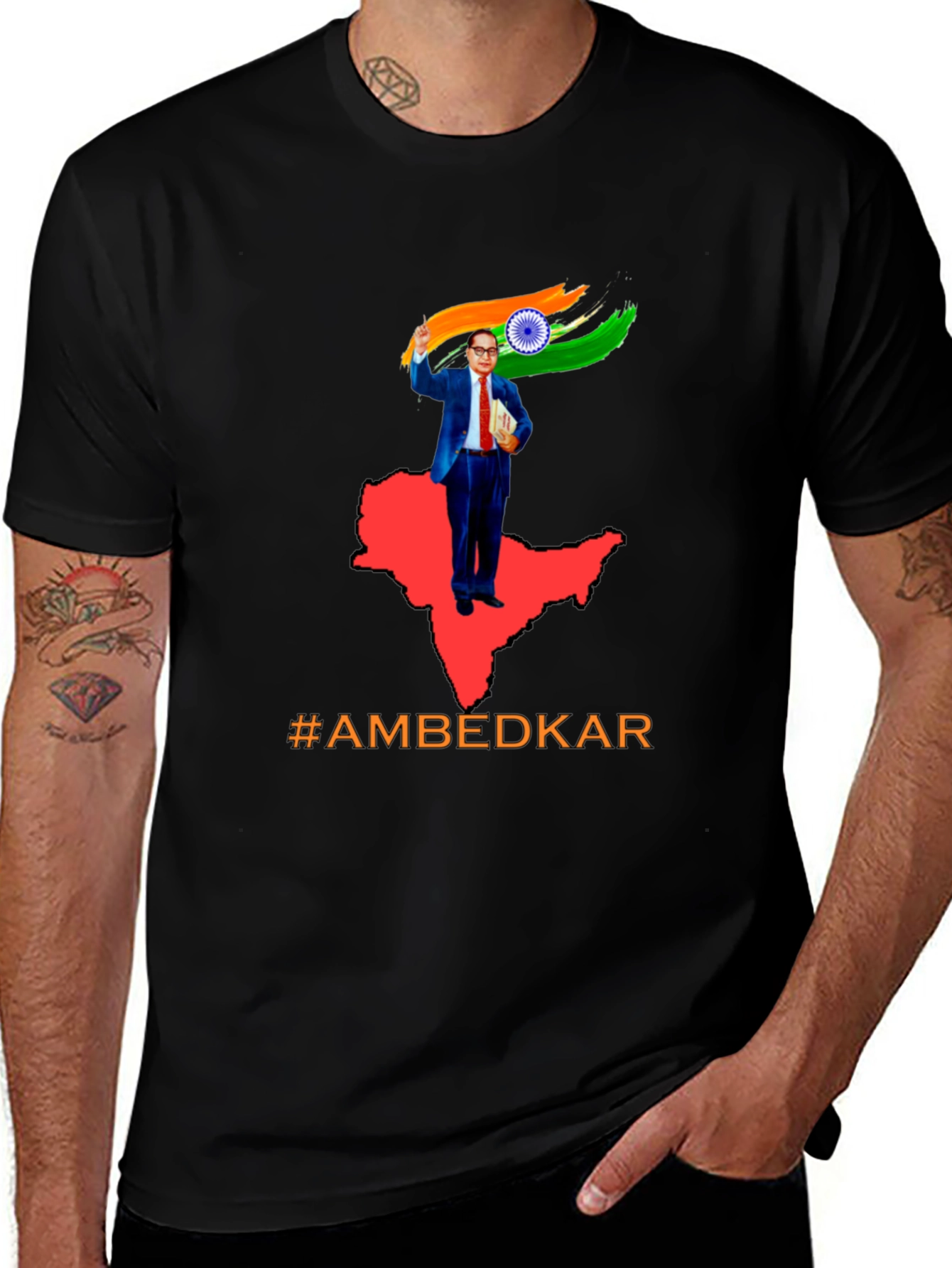 Variant 29 of Ambedkar India Flag Graphic T-Shirt