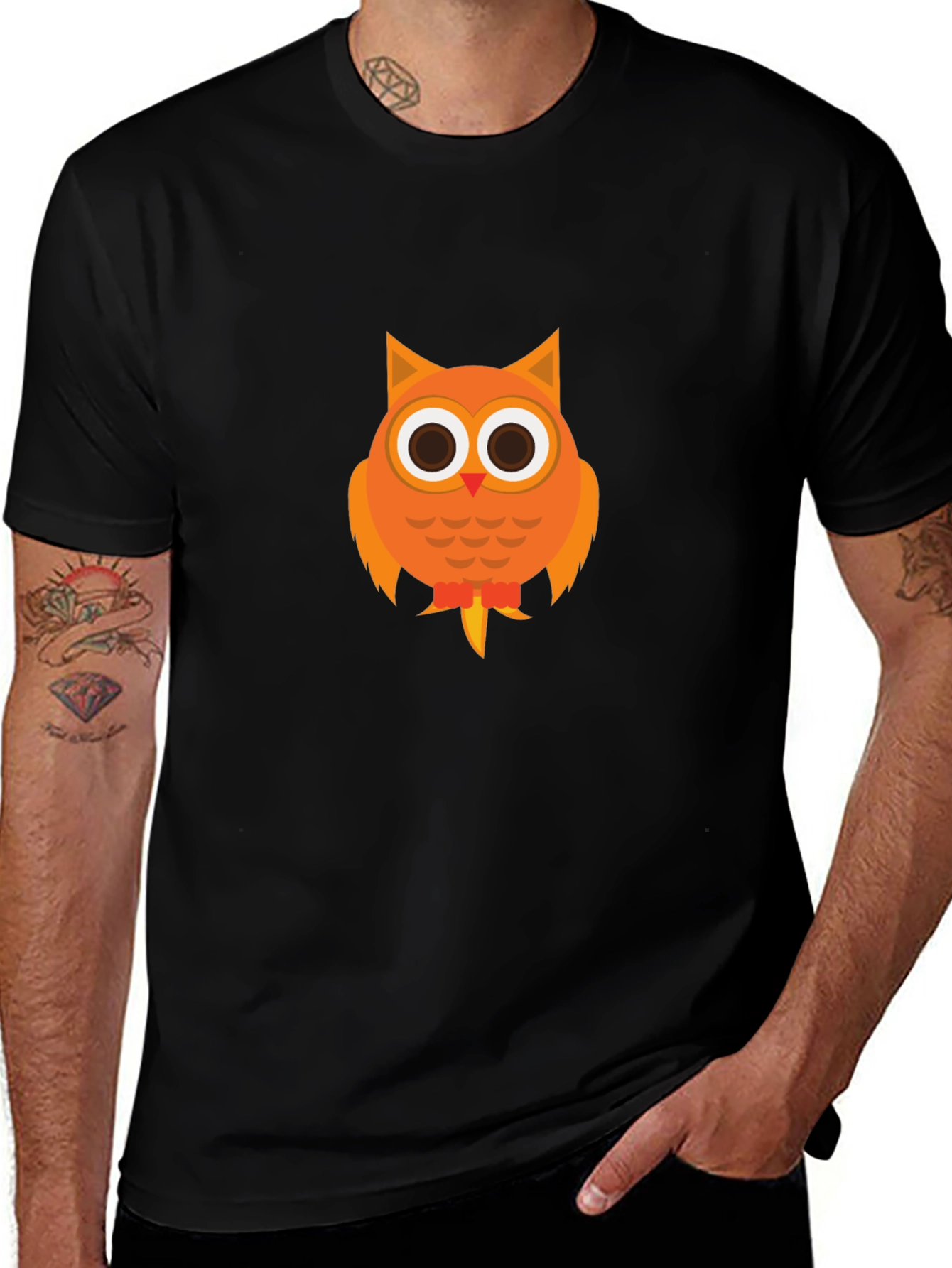 Variant 12 of Owl Graphic Print Black T-Shirt