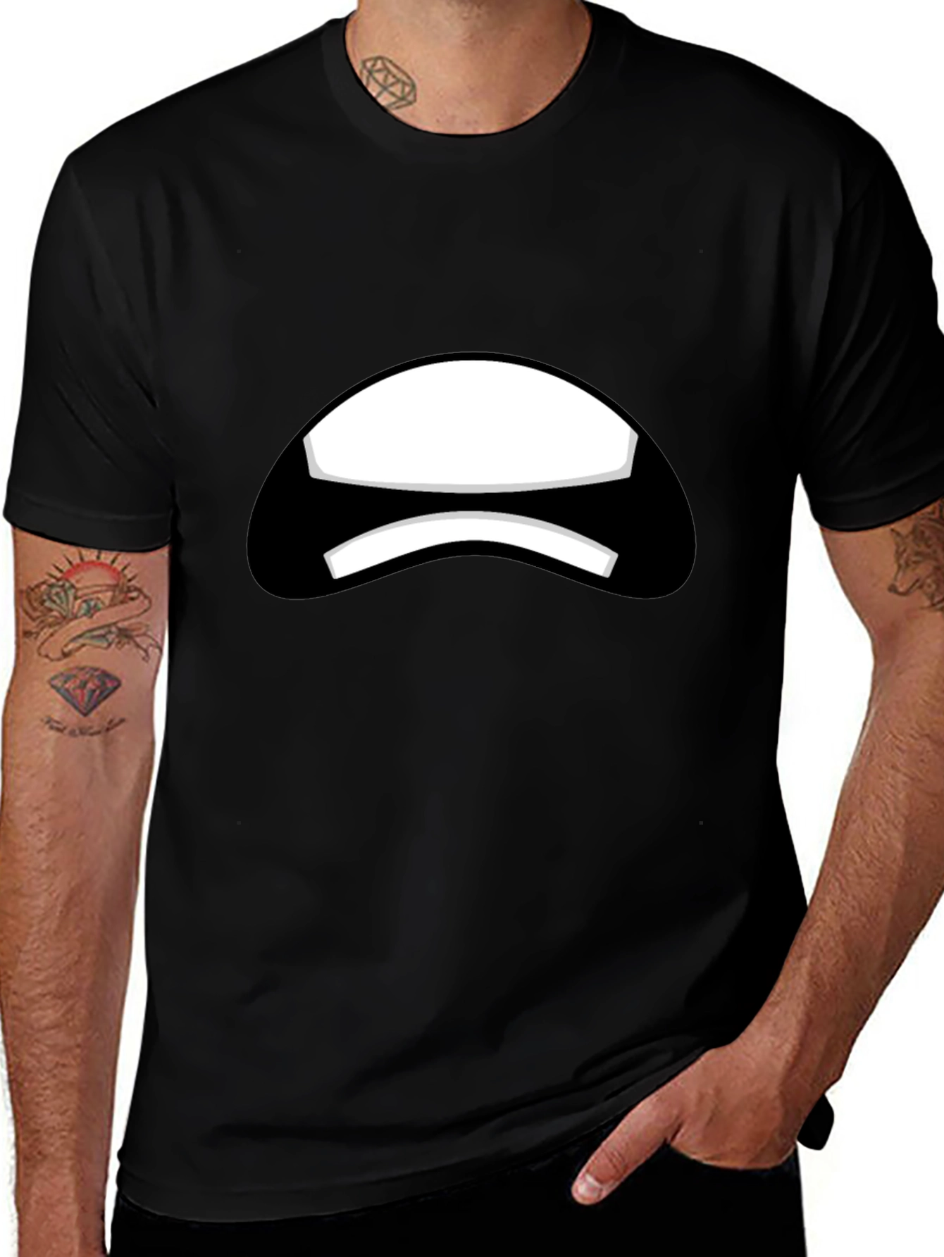 Variant 29 of Sad Face Black T-Shirt Graphic Tee