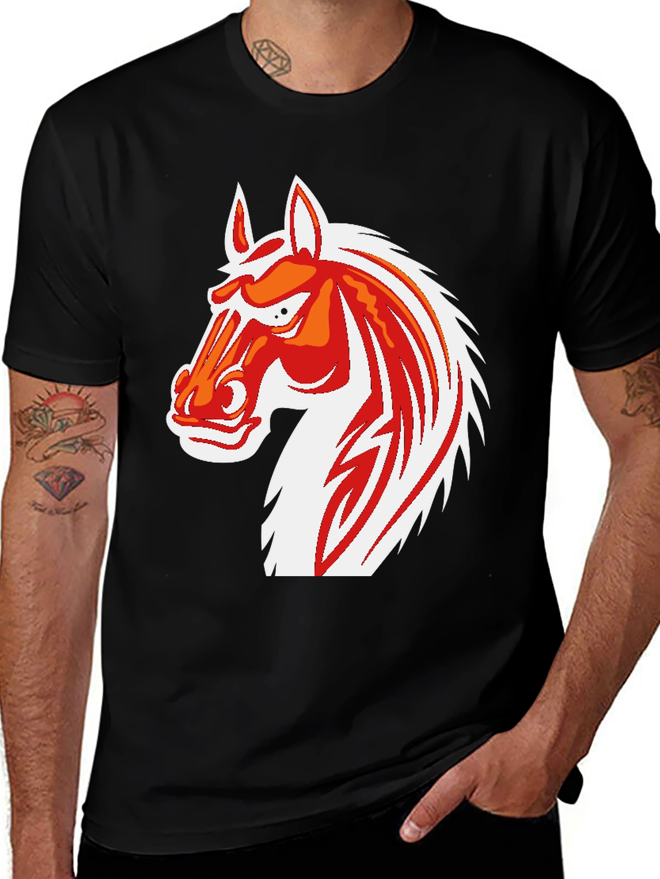 Variant 15 of Cool Horse Graphic Print Black T-Shirt
