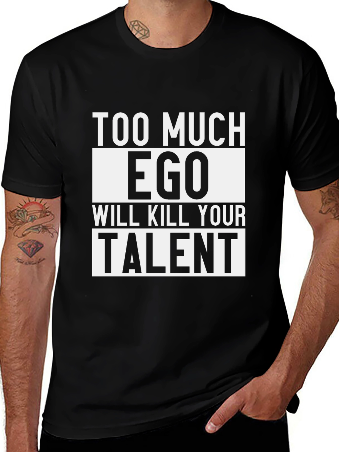 Variant 11 of Too Much Ego Black Graphic T-Shirt