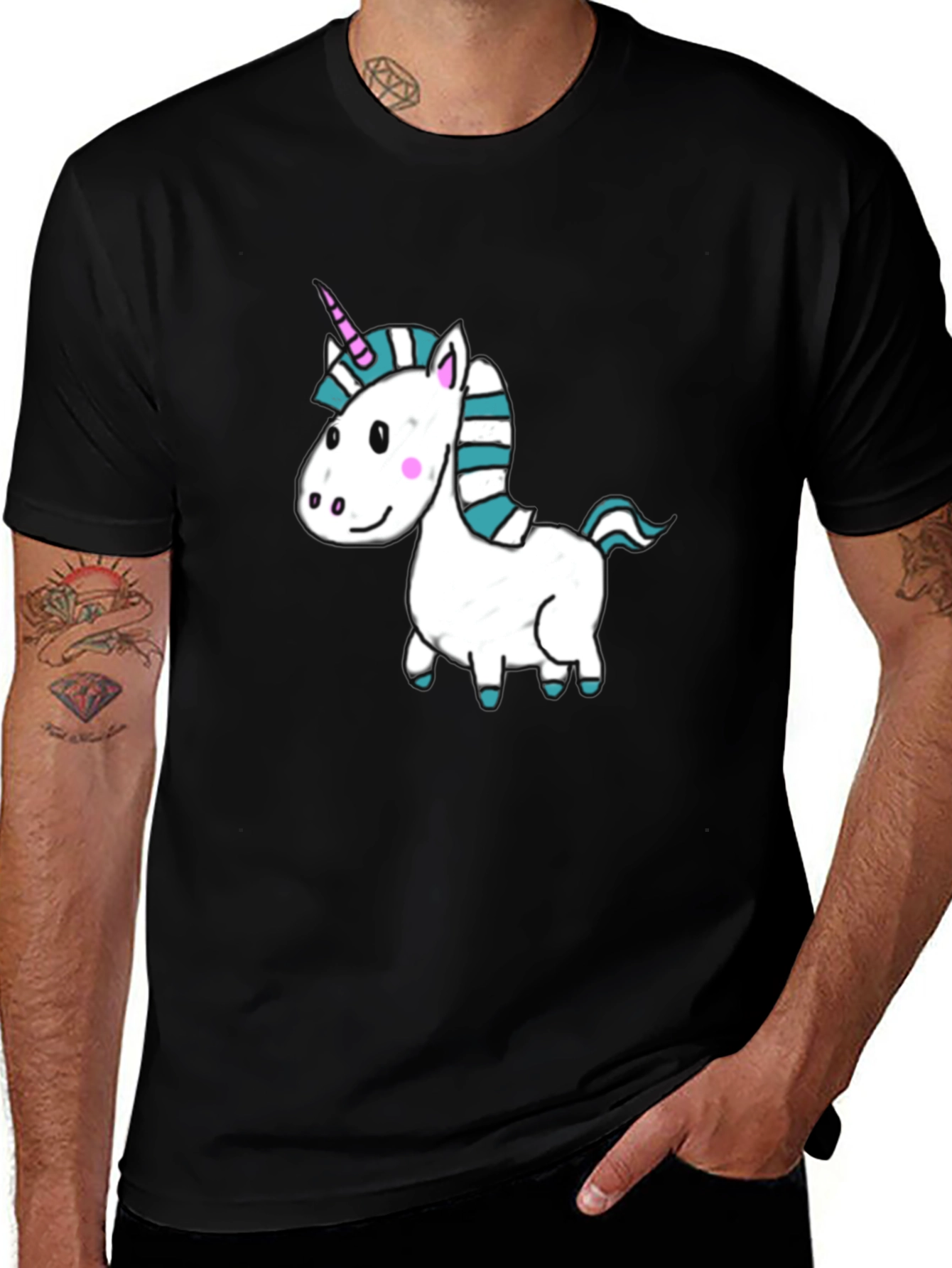 Variant 28 of Unicorn Graphic Tee - Black Cotton T-Shirt