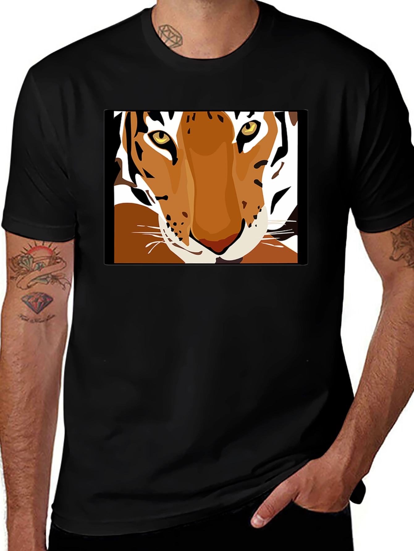 Variant 6 of Tiger Face Graphic Tee - Unisex Black T-Shirt