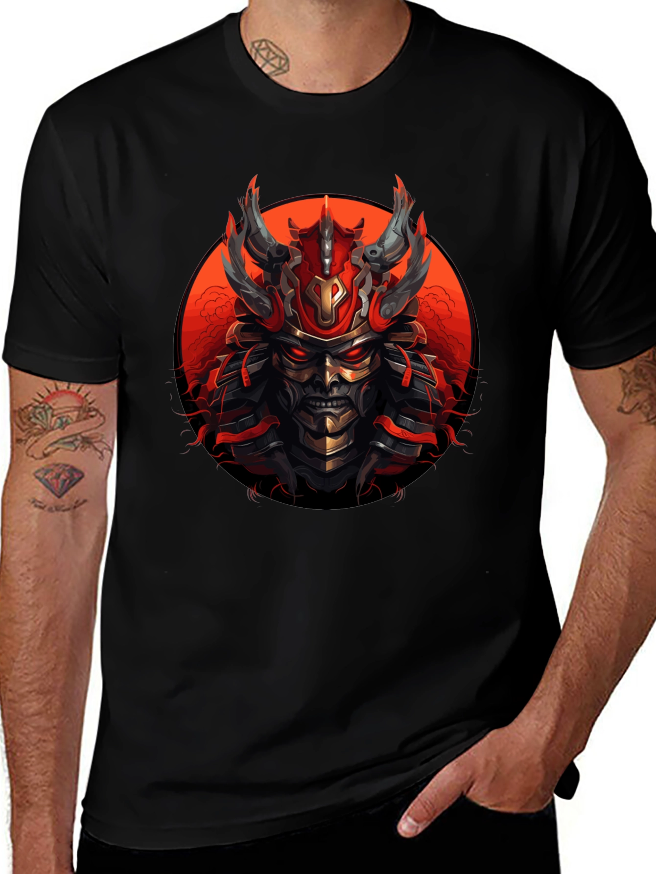 Variant 2 of Samurai Warrior Graphic Tee - Men's Black T-Shirt