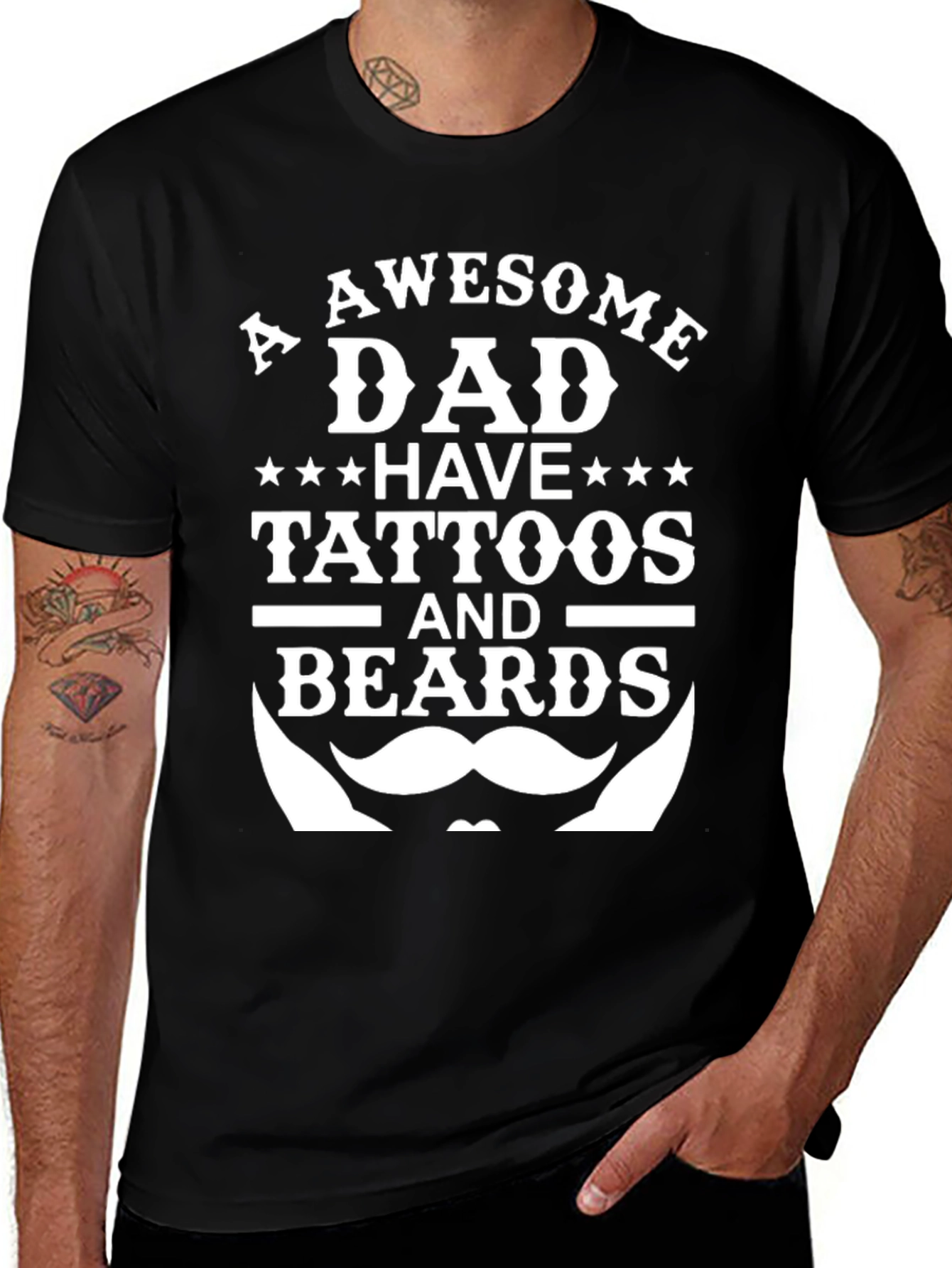Variant 29 of Awesome Dad Tattoos & Beards T-Shirt
