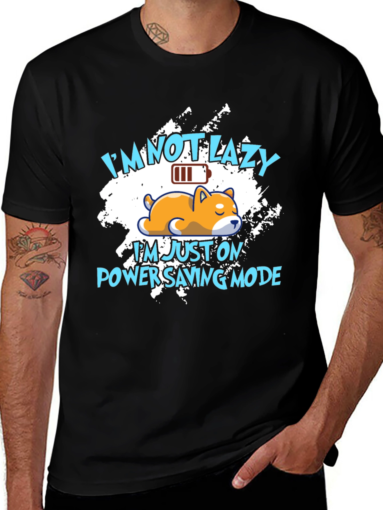 Variant 4 of Funny Lazy Dog T-Shirt - Power Saving Mode