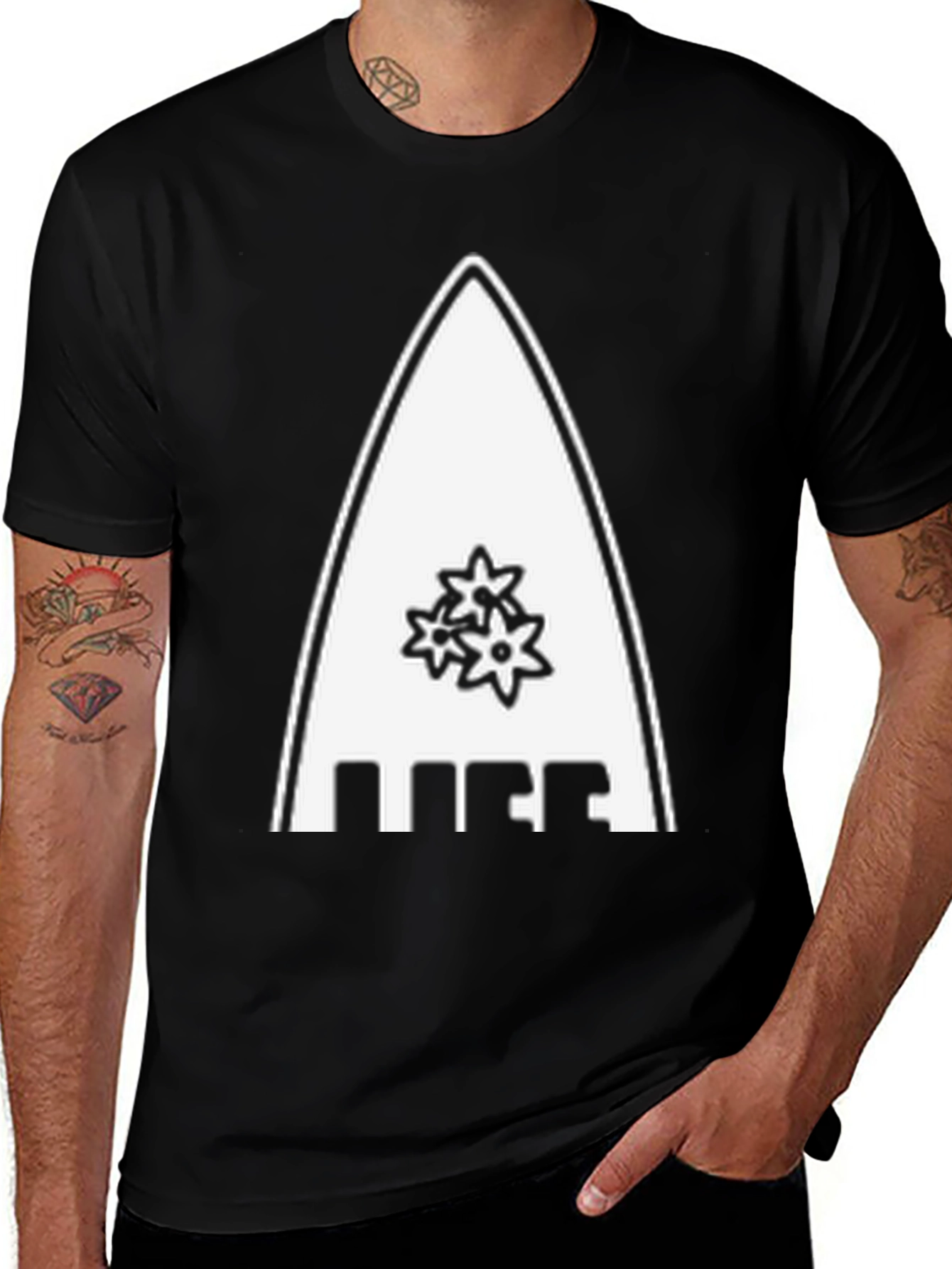 Variant 18 of Reef Surfboard Tee - Black Graphic T-Shirt