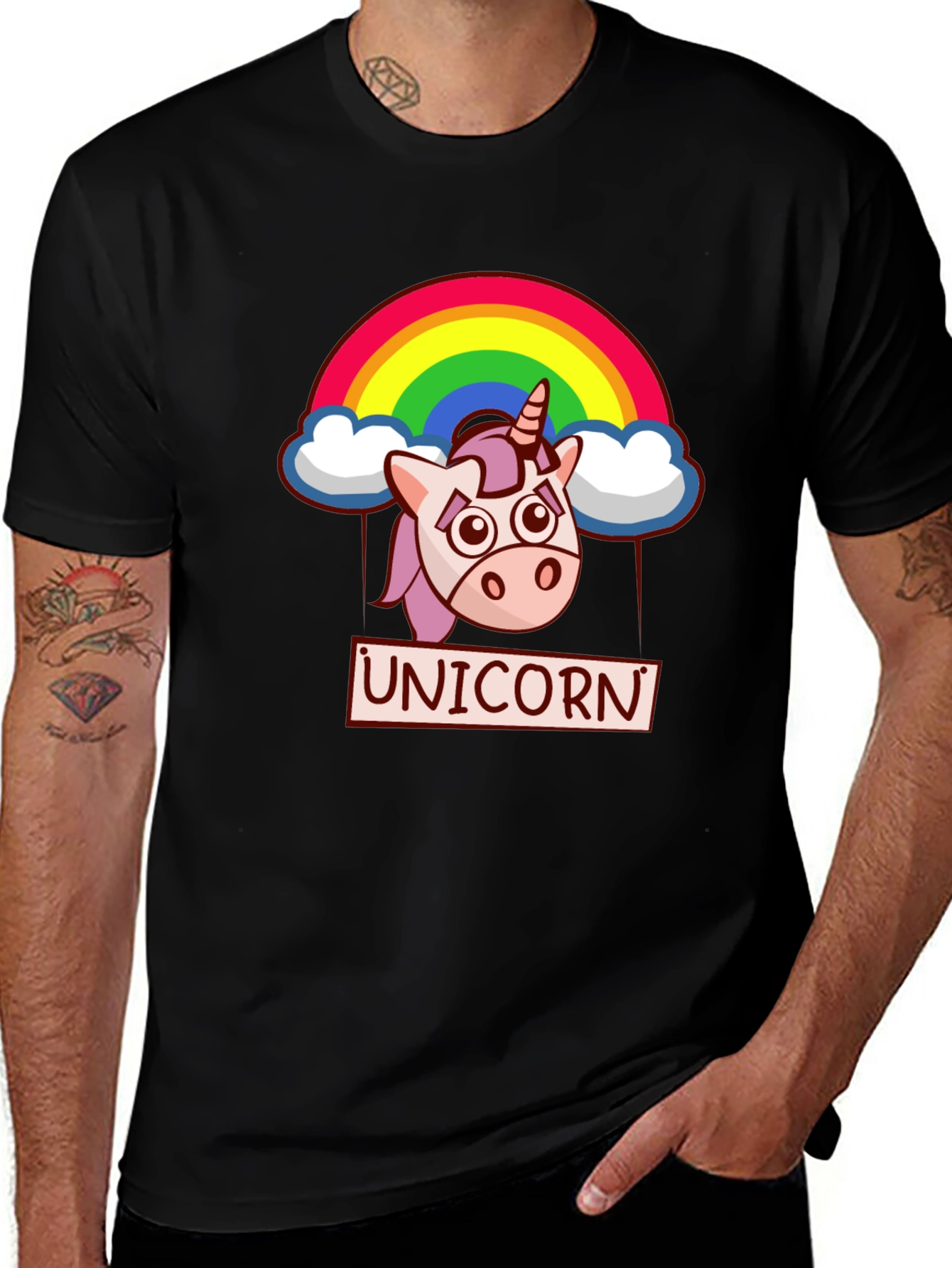 Variant 18 of Unicorn Rainbow Graphic T-Shirt - Black