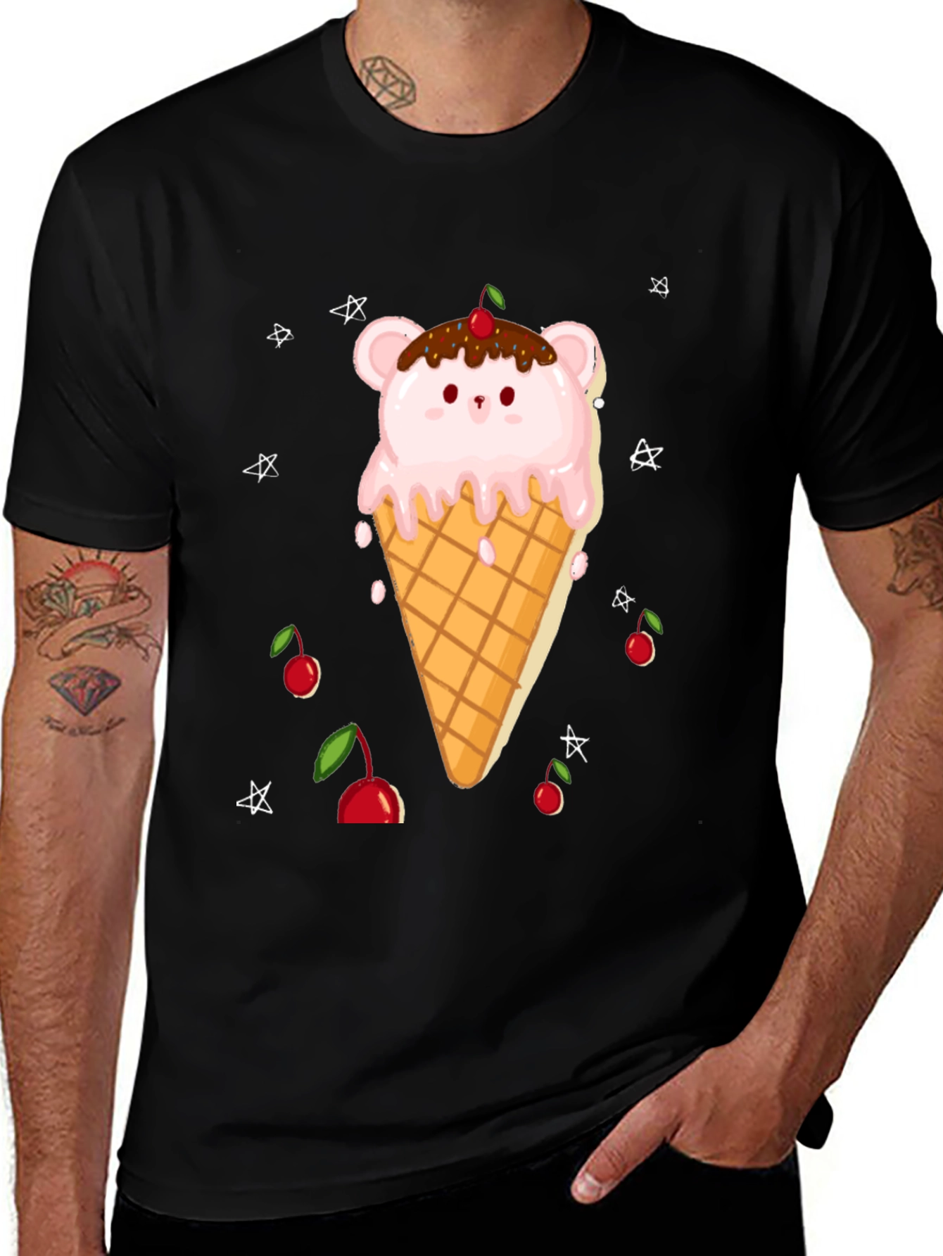Variant 3 of Bear Ice Cream Graphic Tee - Fun Trendy Casual