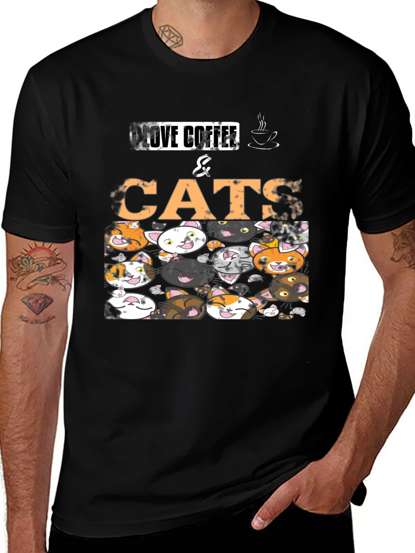 I Love Coffee & Cats Graphic T-Shirt