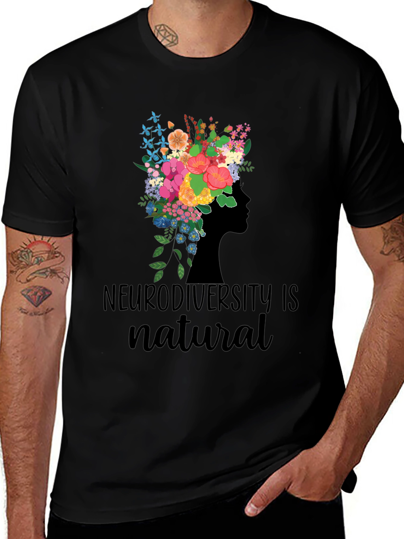 Variant 7 of Neurodiversity is Natural Floral Head T-Shirt