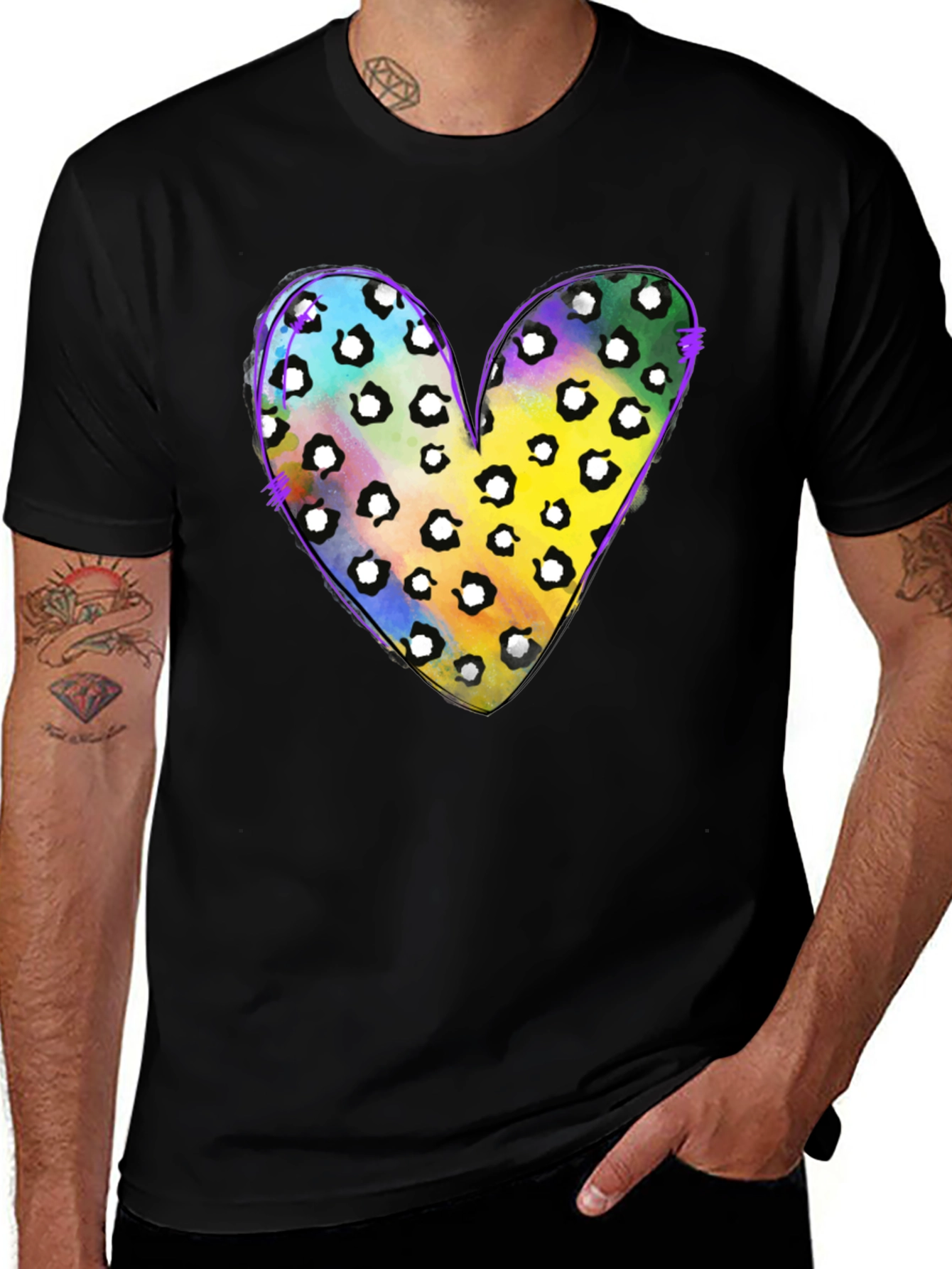 Leopard Heart Graphic Tee - Mardi Gras Style