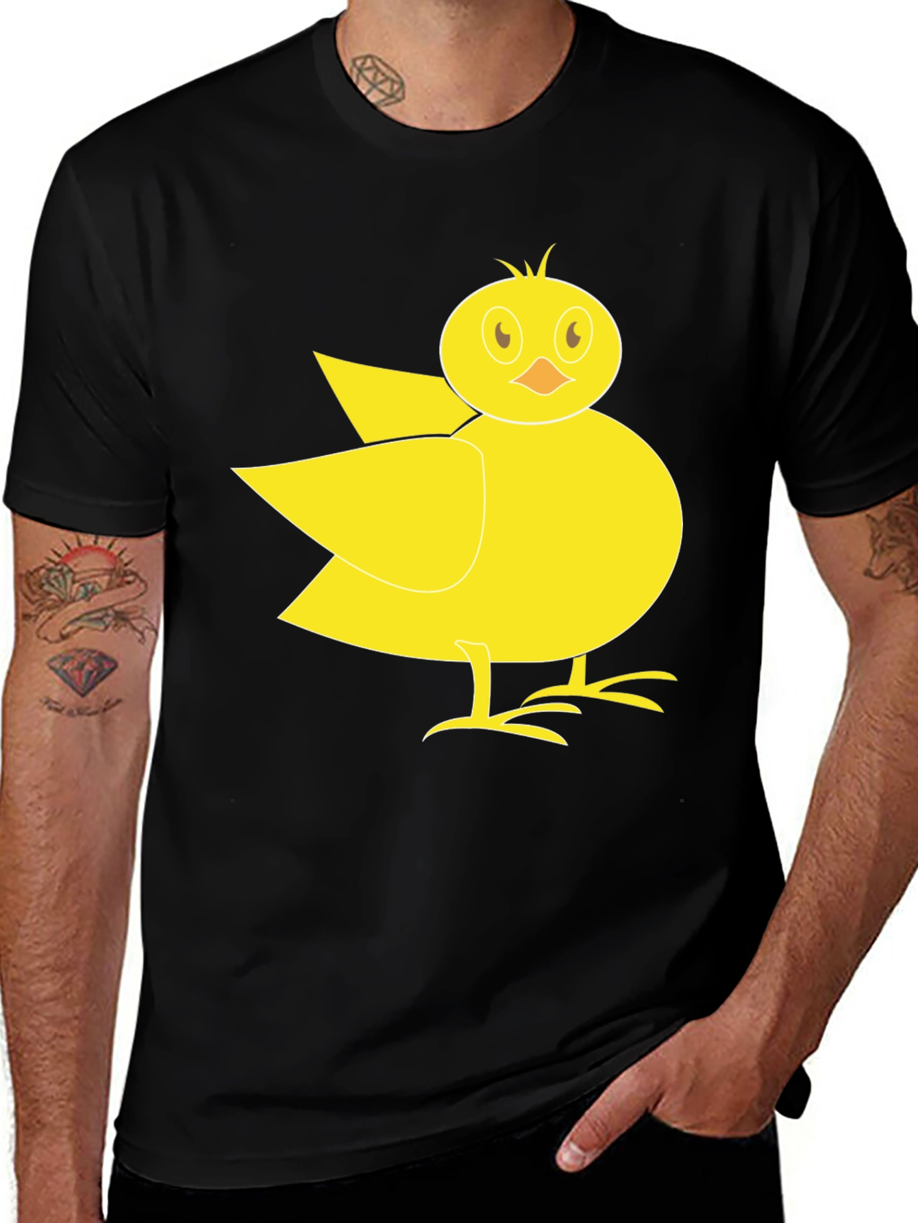 Variant 17 of Cute Yellow Chick Graphic Tee - Black T-Shirt