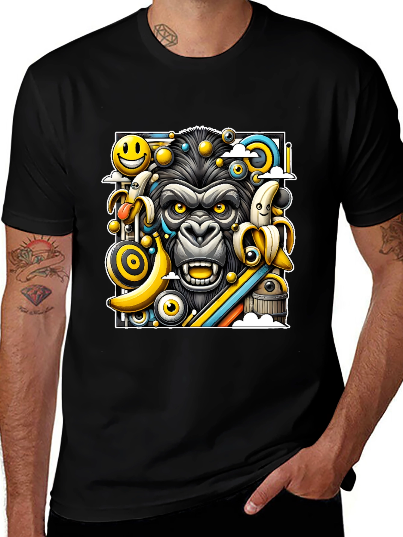 Variant 10 of Funky Gorilla Graphic Tee - Black Cotton T-Shirt